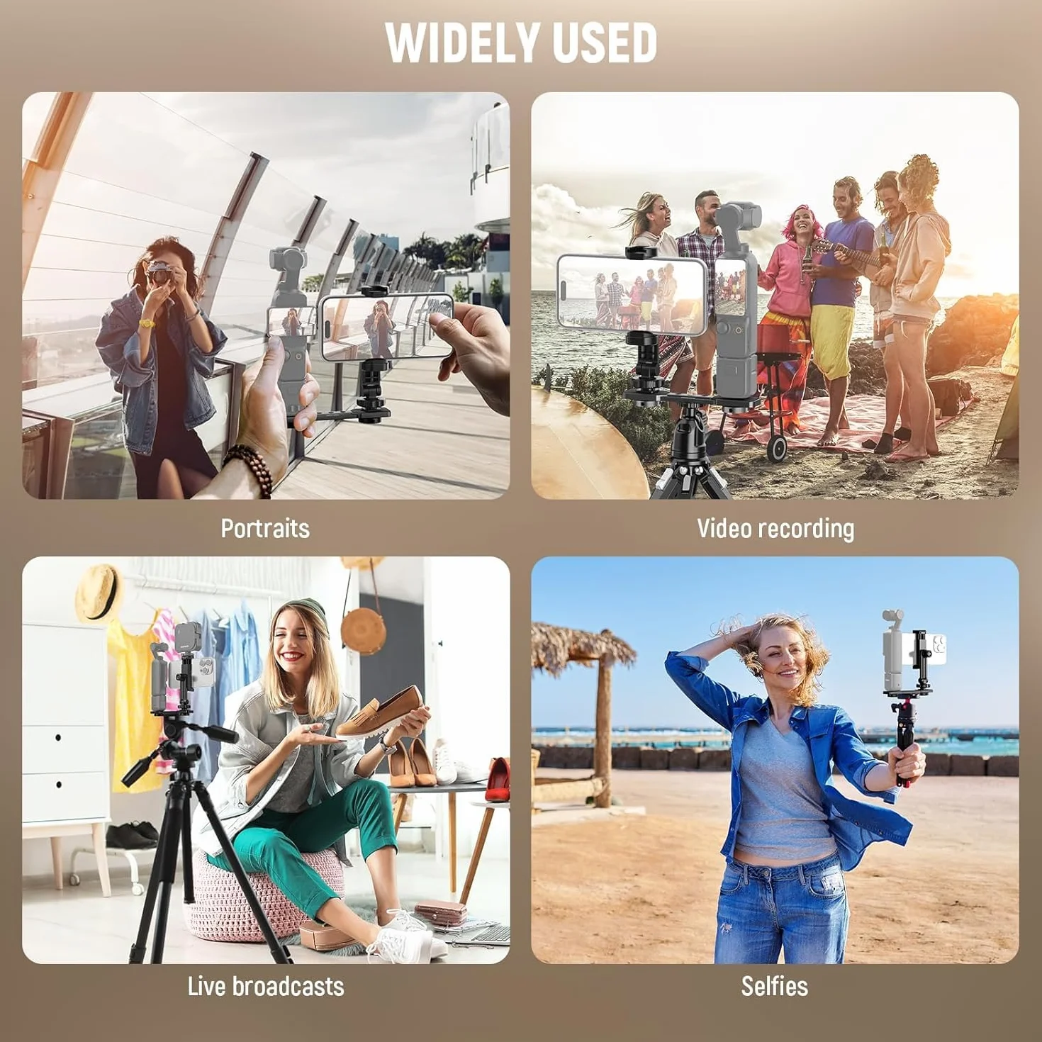 NEEWER Uchwyt na telefon kompatybilny z DJI Osmo Pocket 3, gwint 1/4 cala, zimna stopka