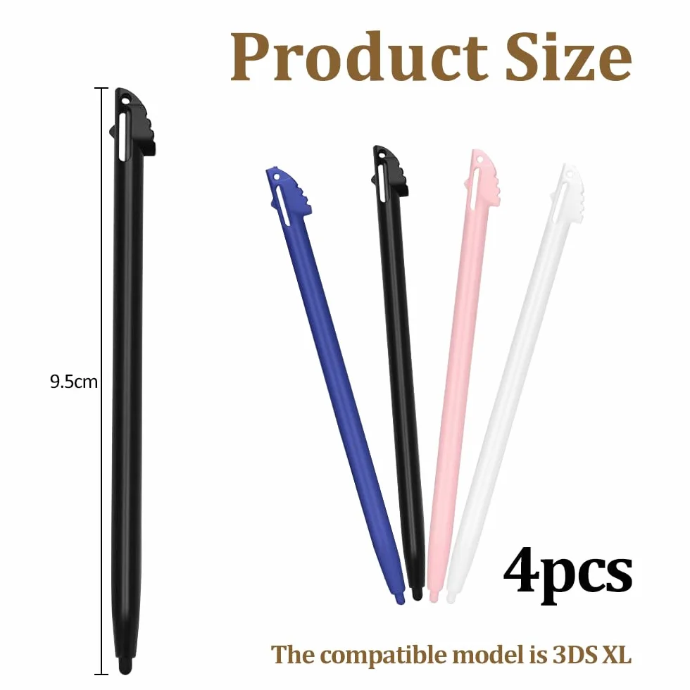4 rysiki do 3DS XL, Nintendo 3ds XL, rysik do ekranu dotykowego, rysik do konsoli 3DSXL, plastikowe akcesoria zastępcze (4 kolory)