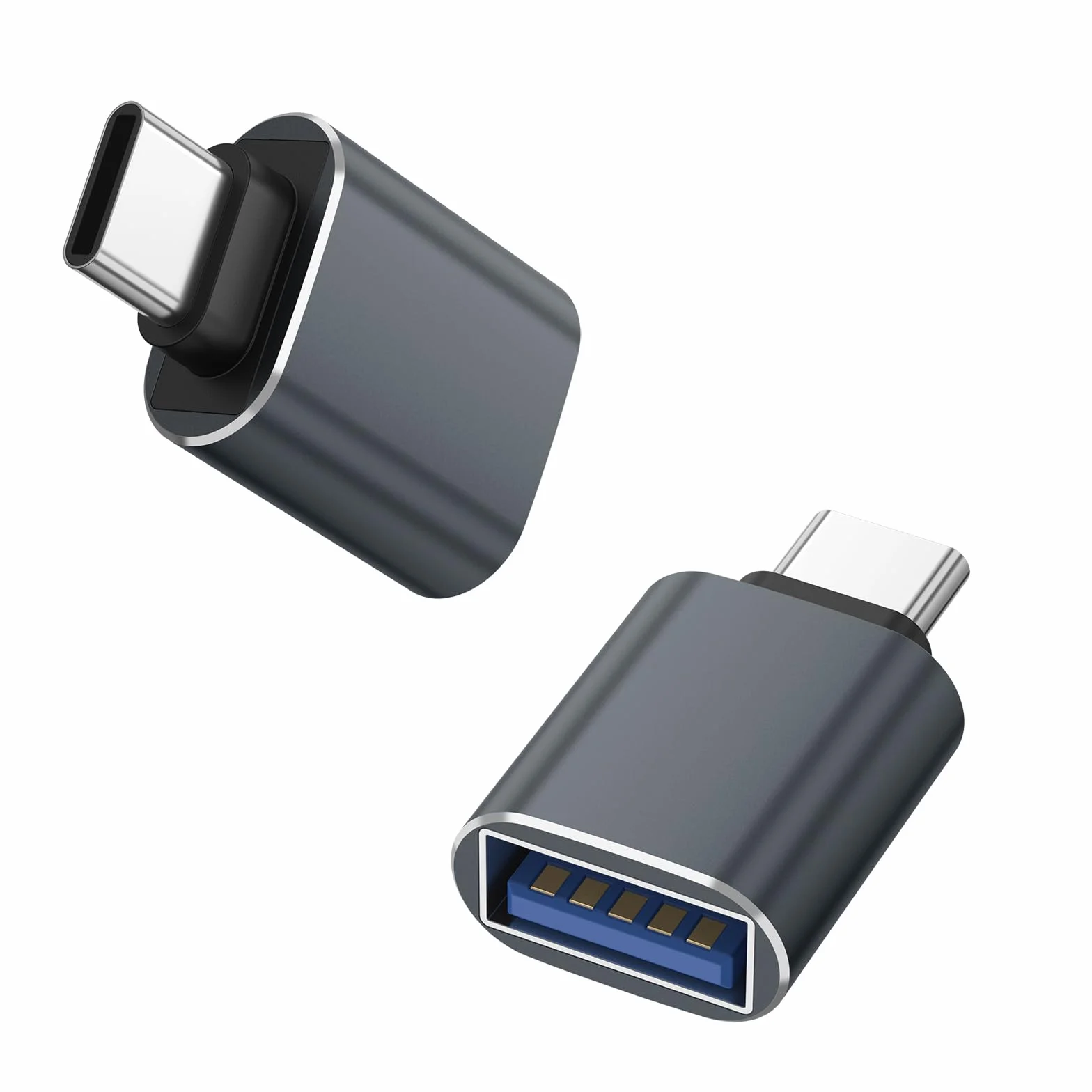 Tobfit adapter USB C na USB 3.0 2 sztuki OTG do iPhone 16 15 serii MacBook Pro Samsung Galaxy S24 S25 szary