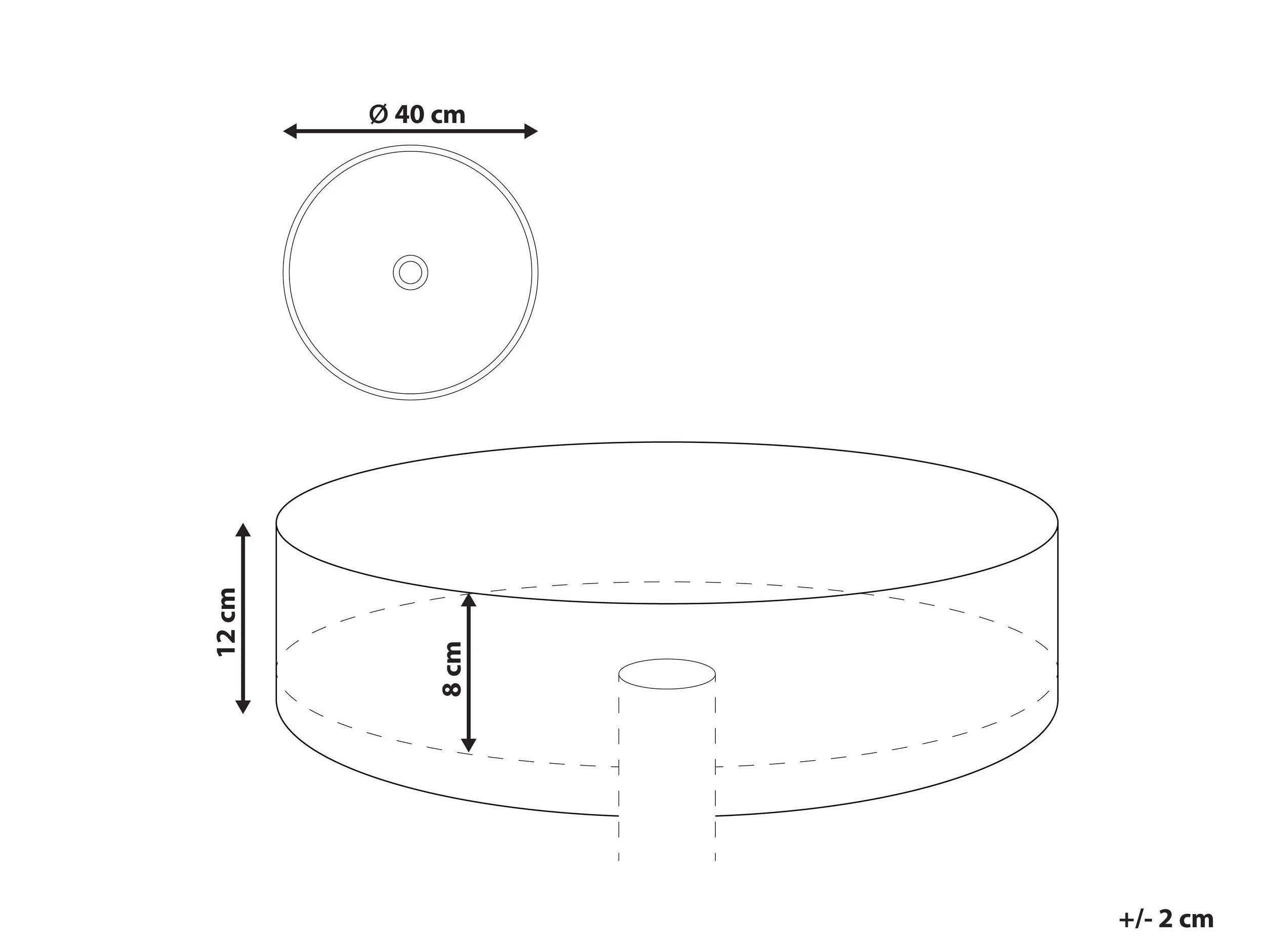 Umywalka łazienkowa nablatowa ceramiczna matowa okrągła 40 cm biała efekt marmuru Manis