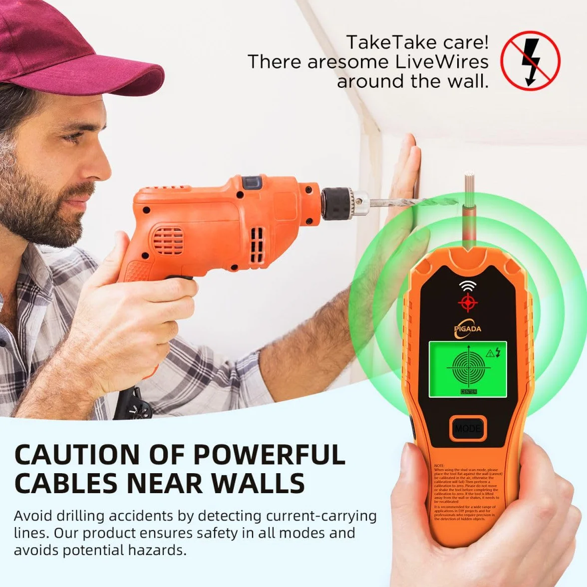 Wyszukiwarka przewodów, lokalizator przewodów elektrycznych, wykrywacz metalu, 6 w 1, skaner ścienny, wielofunkcyjny, stud finder, belki drewniane, metale żelazne, kable