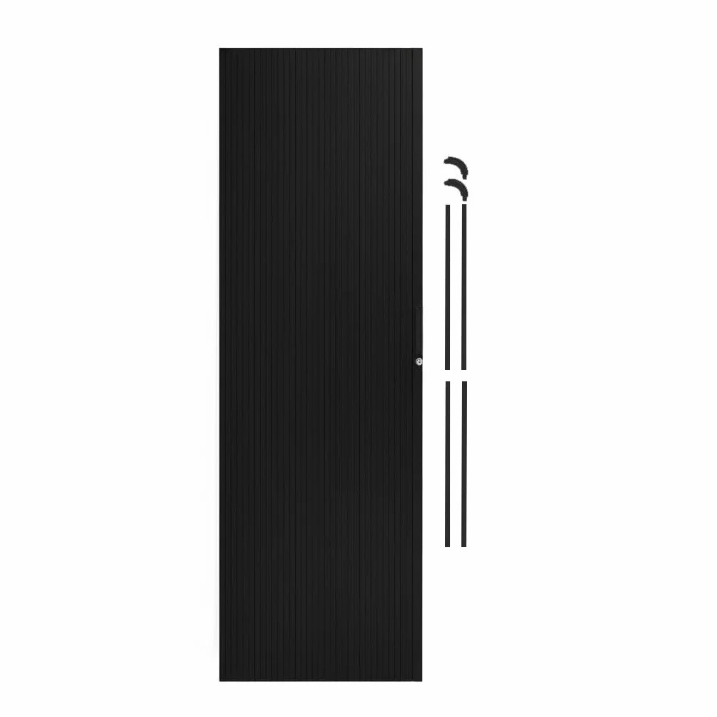 Tambour drzwi do kabiny prysznicowej, czarne, 2000 mm x 600 mm, zamykane zamknięcie, 2 x klucze, wodoodporne kampera, kampera, kampera, zestaw gąsienic elastycznych, przycinana obudowa przesuwna, klej