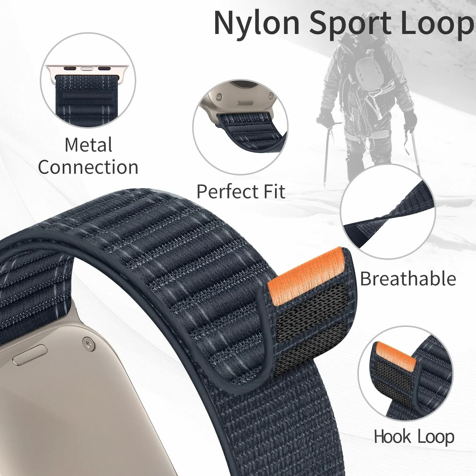 Apple Watch Strap Braided Sport Loop Band 46/45/44/49mm 42/41/40/38mm for iWatch Series 11 10 9 8 7 6 5 4 3 SE Ultra Nylon Fabric
