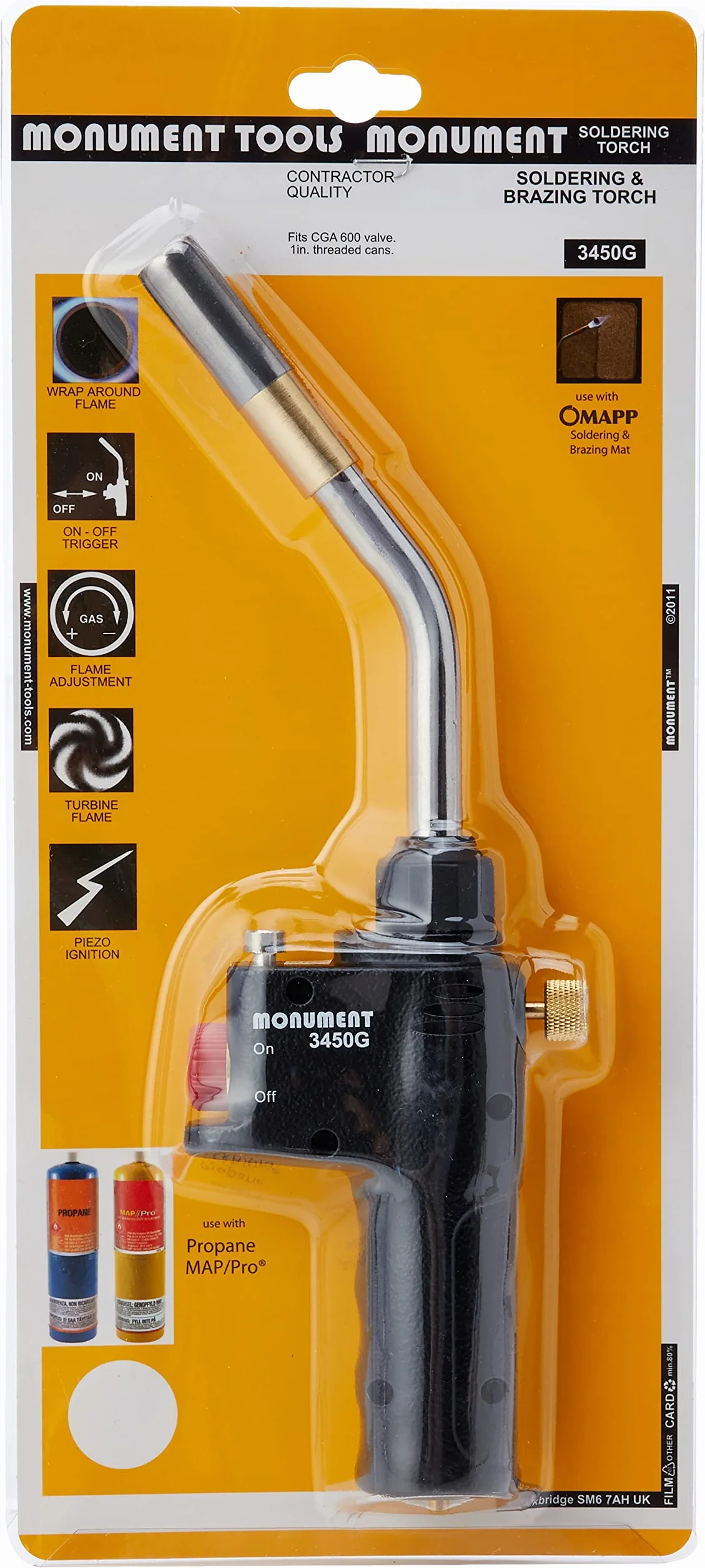 MONUMENT Torch gazowy 3450 g pasuje do cylindra CGA600