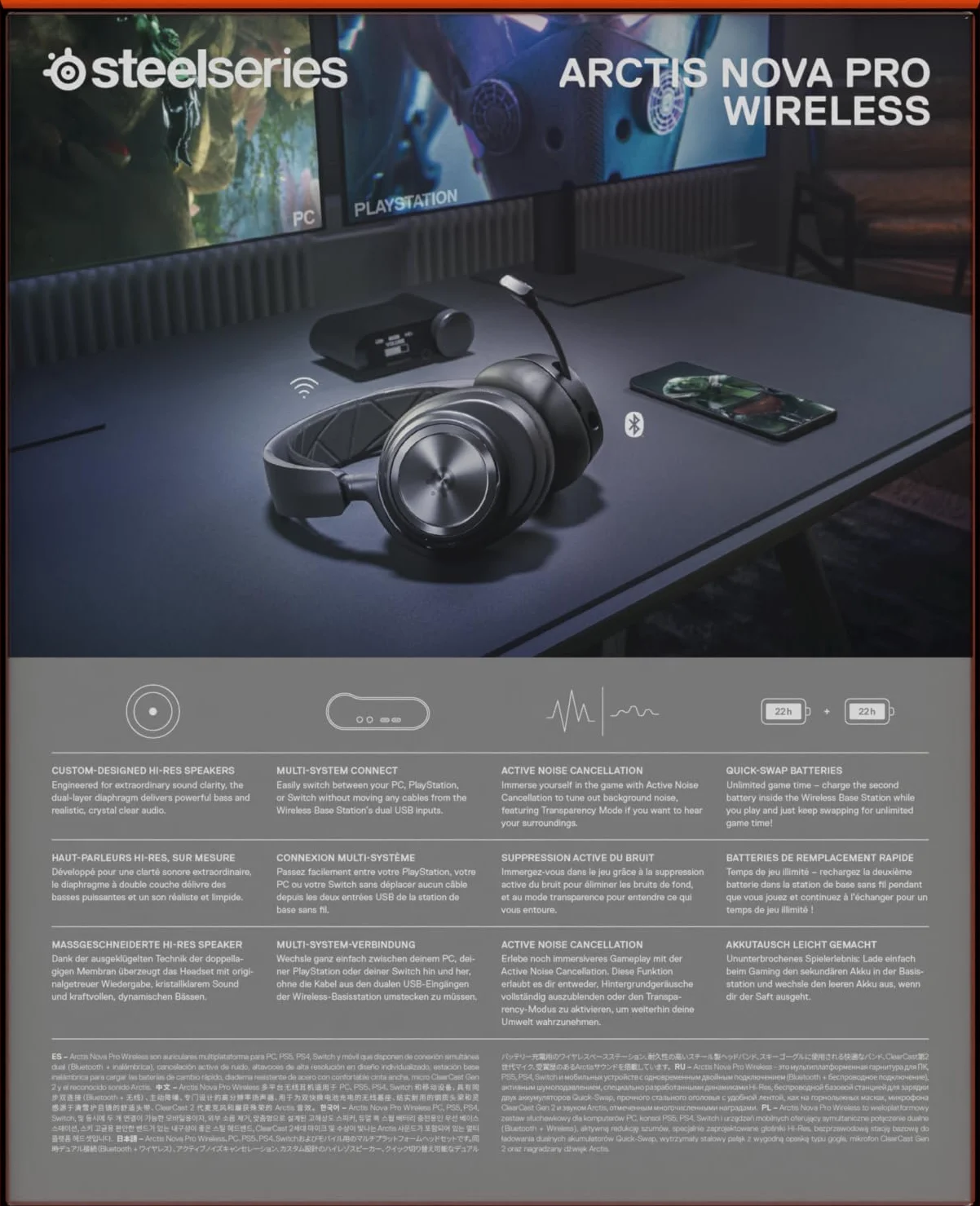 SteelSeries Arctis Nova Pro bezprzewodowe słuchawki do gier ANC neodymowe przetworniki magnetyczne ClearCast 2. gen