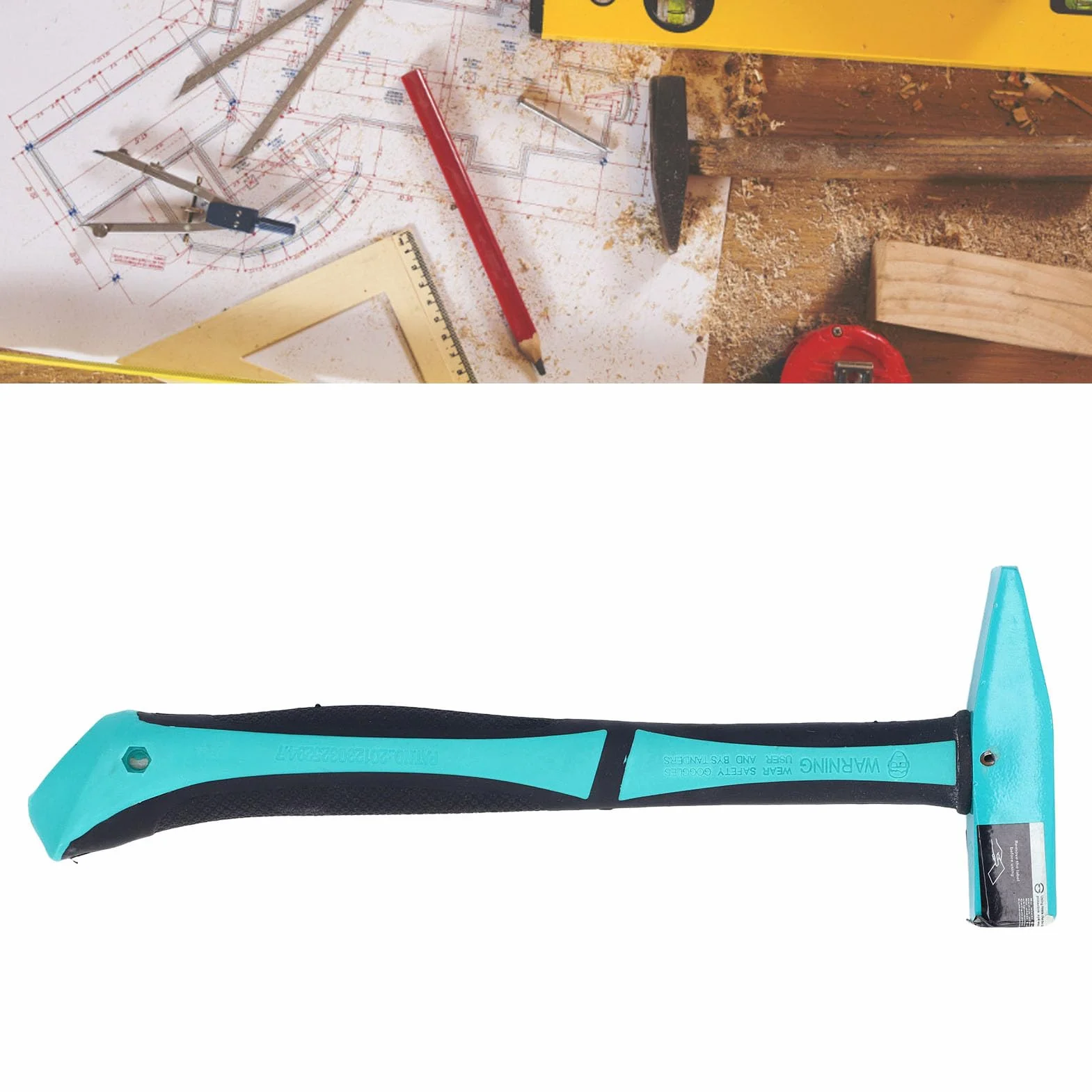 Młotek mechaniczny, głowica ze stali węglowej z uchwytem Tpr, wielofunkcyjny młot ślusarski do konserwacji fabrycznej, naprawy mebli (L 330 mm / 12,99 cala 123 mm / 4,84 cala 30 mm / 1,18