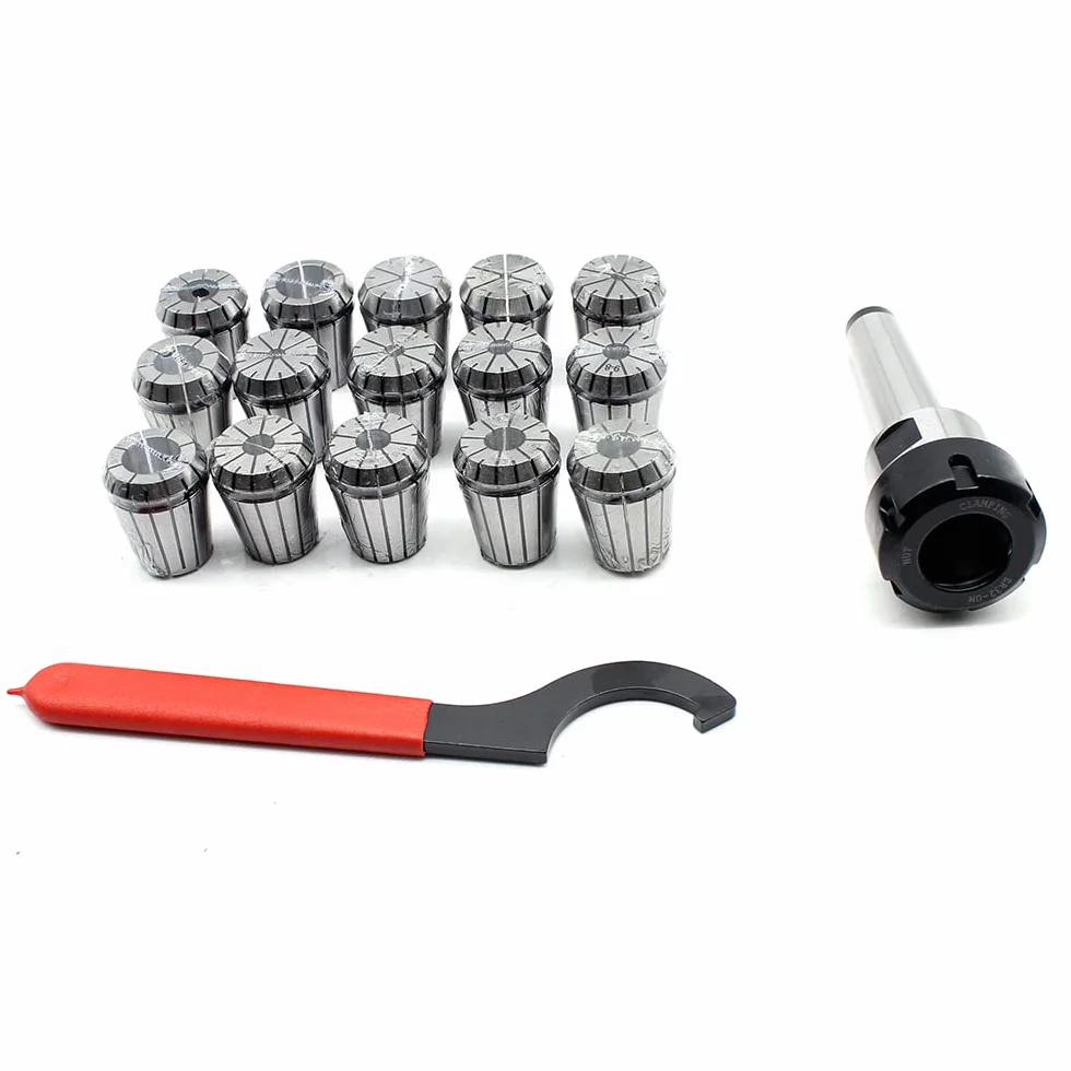 Zestaw 17 sztuk ER32 MK3 M12 uchwyt zaciskowy do frezarek przemysłowych CNC, tuleje zaciskowe, zestaw kluczy trzpieniowych z 15-częściowymi szczypcami mocującymi, 3-20 mm, zestaw do frezowania
