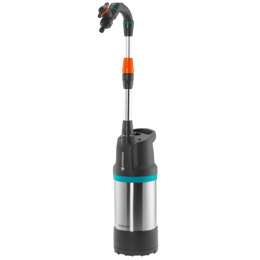 Gardena pompa do beczki na deszczówkę 4700/2 inox automatic: pompa zanurzeniowo-ciśnieniowa, z filtrem, wydajność 4700 l/h, nierdzewna obudowa, zawór do regulacji natężenia przepływu wody (1766-20)