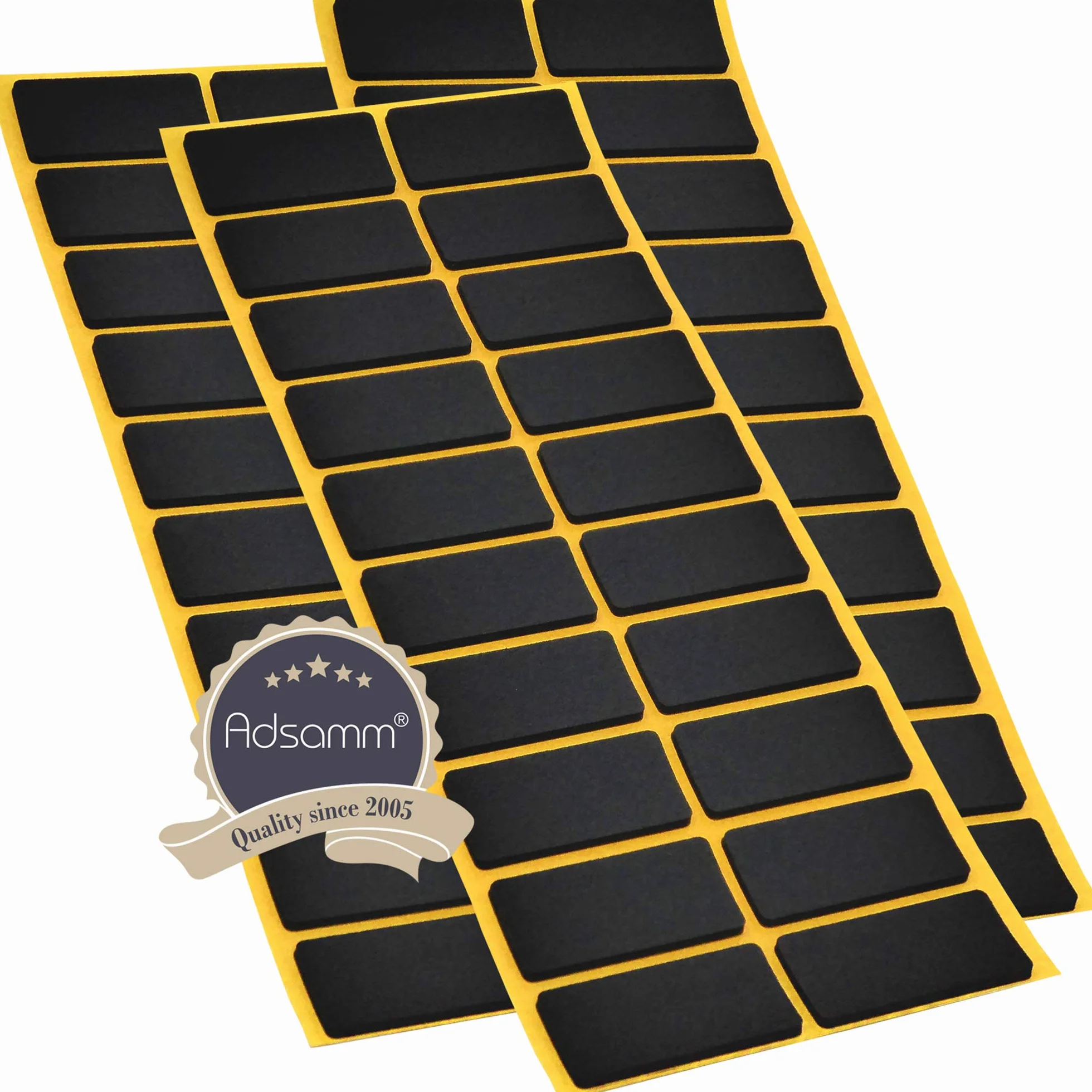 Adsamm® 60 podkładek antypoślizgowych z gumy komórkowej EPDM / 20 x 40 mm/czarne/prostokątne/antypoślizgowe podkładki o grubości 2,5 mm