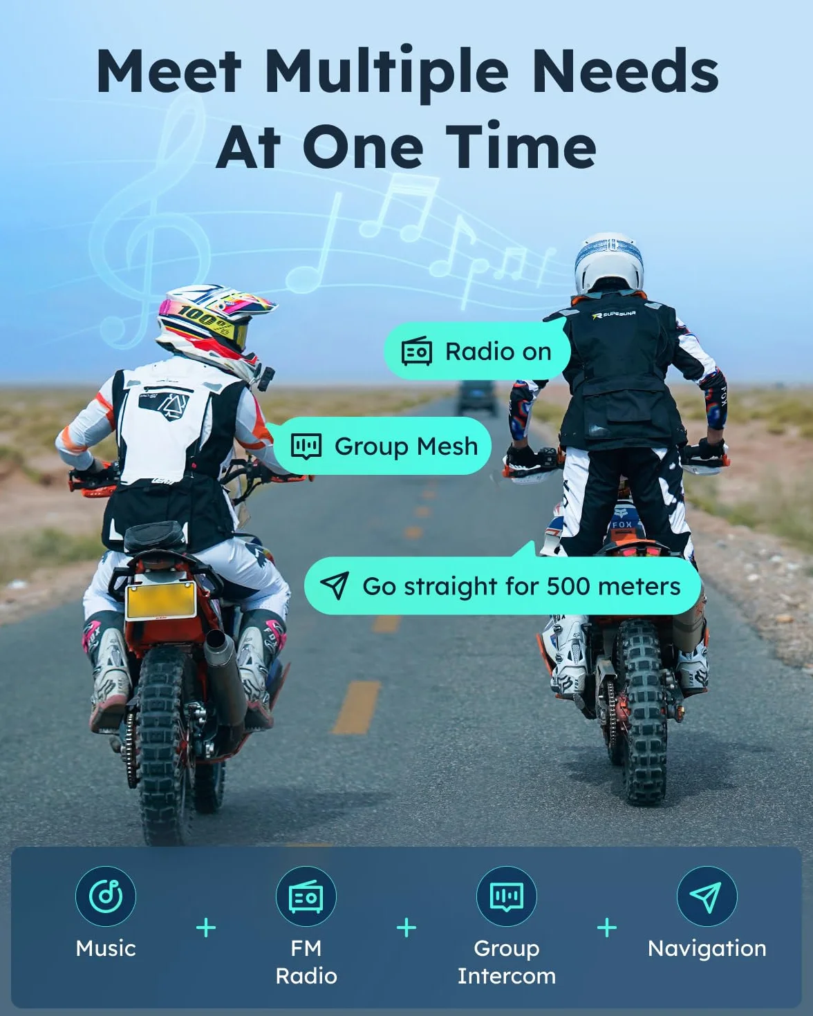 ASMAX S1 Kask Motocyklowy Bluetooth z Inteligentną Kontrolą Głosową, Systemy Komunikacyjne Mesh, Anulowanie Szumów/Odporny na Wodę/Radio FM/Aktualizacja FOTA, Zestaw Słuchawkowy Interkom dla 8