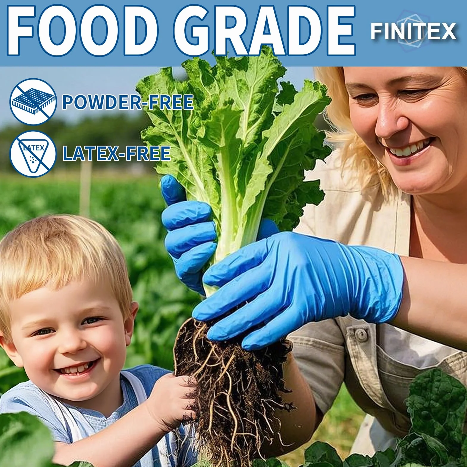 FINITEX Niebieskie jednorazowe rękawiczki nitrylowe, 200 szt./pudełko, 3,5 g/3,2 mil, gumowe bezpudrowe rękawiczki bez lateksu, rękawice do badań, rękawice medyczne, XL