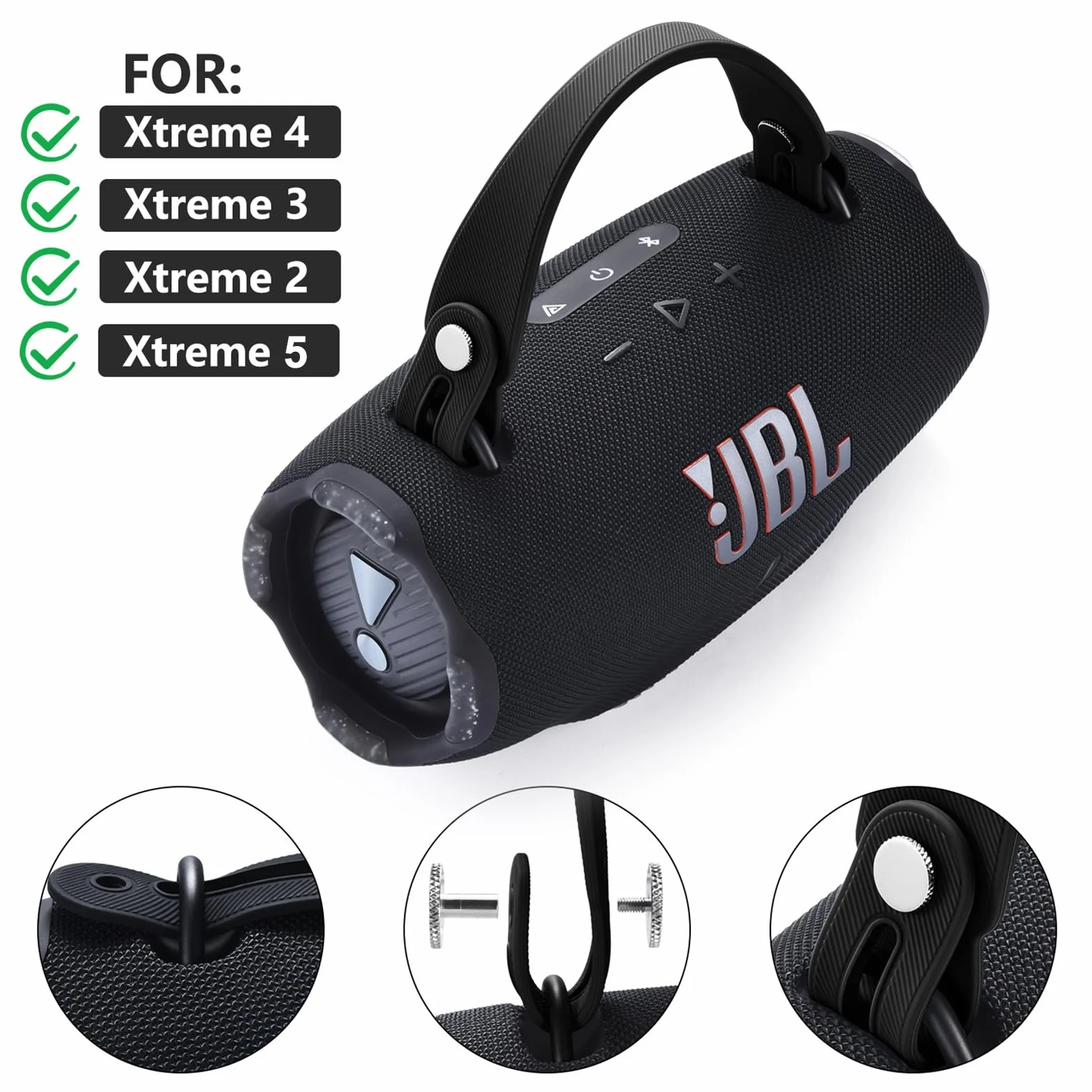 Silikonowy pasek na rękę do bezprzewodowego głośnika Bluetooth JBL Xtreme 4/3/2, przenośny pasek do noszenia ze śrubami aluminiowymi, antypoślizgowy i przyjazny dla skóry