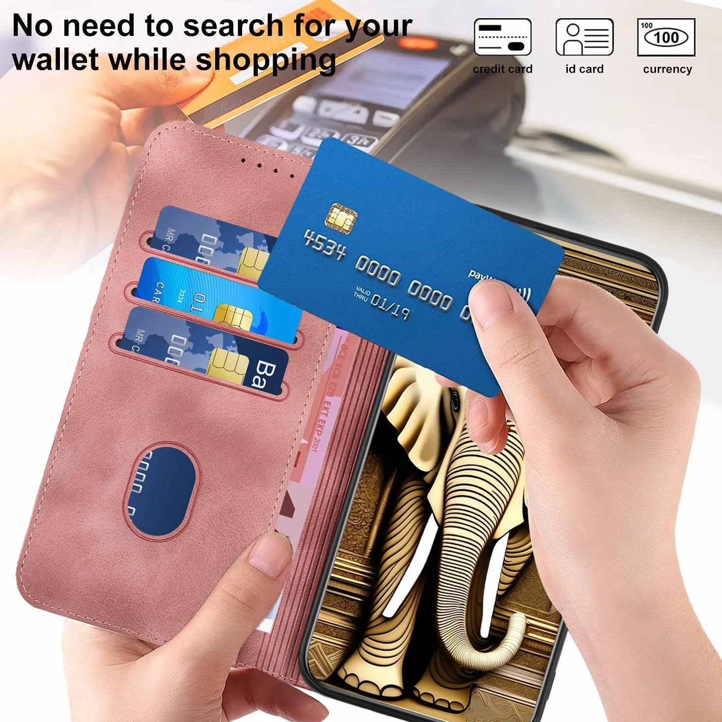 Etui na telefon komórkowy Samsung Galaxy A53 5G, z przegródką na karty, funkcja stojaka, magnetyczne, etui ze skóry poliuretanowej (PU), etui z klapką, kompatybilne z Galaxy A53 5G, różowe