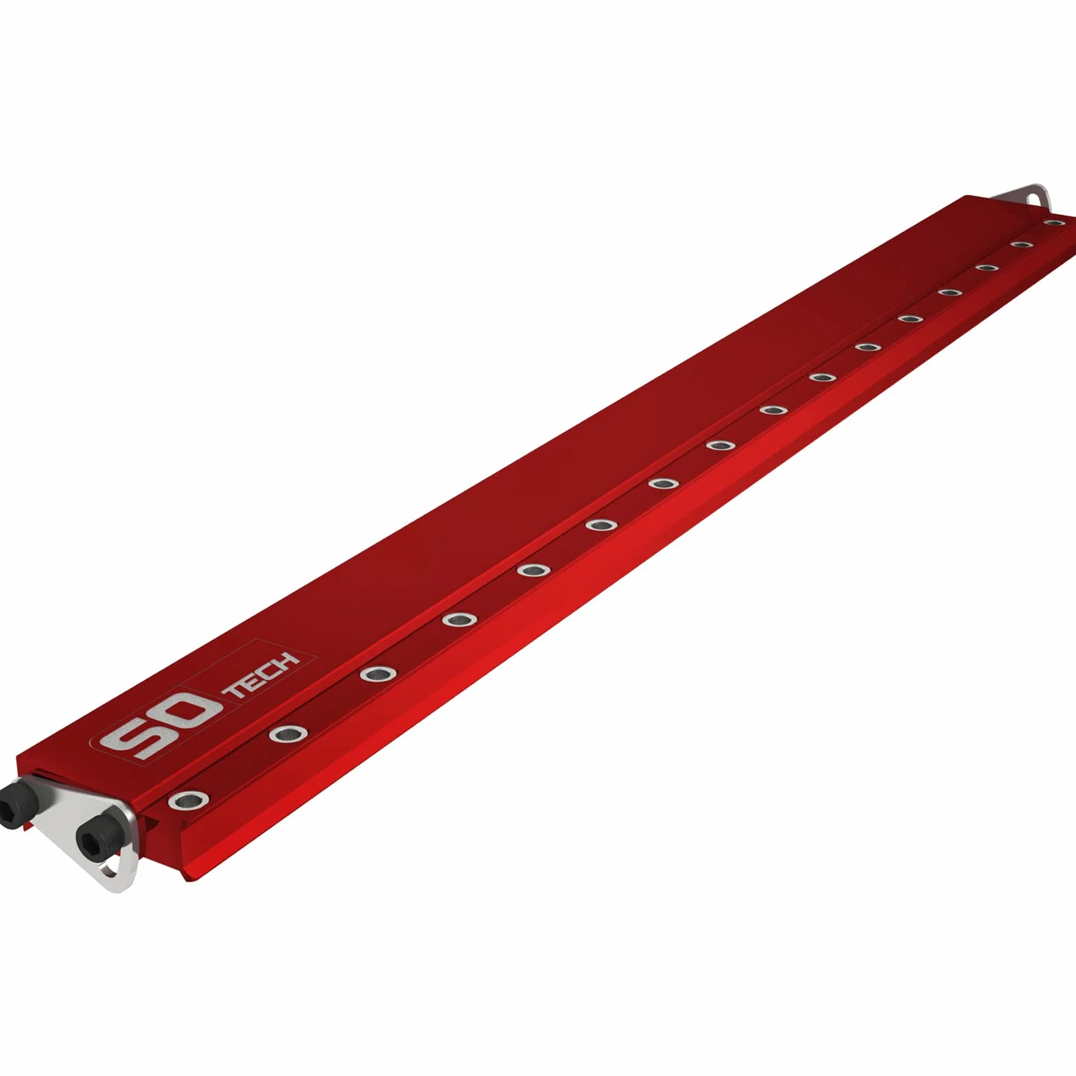 SOTECH Precyzyjna szablona wiertarska z aluminium BS-32-500 (499 x 46,5 x 17 mm) Szablon wiertarka do otworów w odstępach 32 mm, uchwyty dna, płyty montażowe do taśm doniczkowych i wyciągi do szuflad