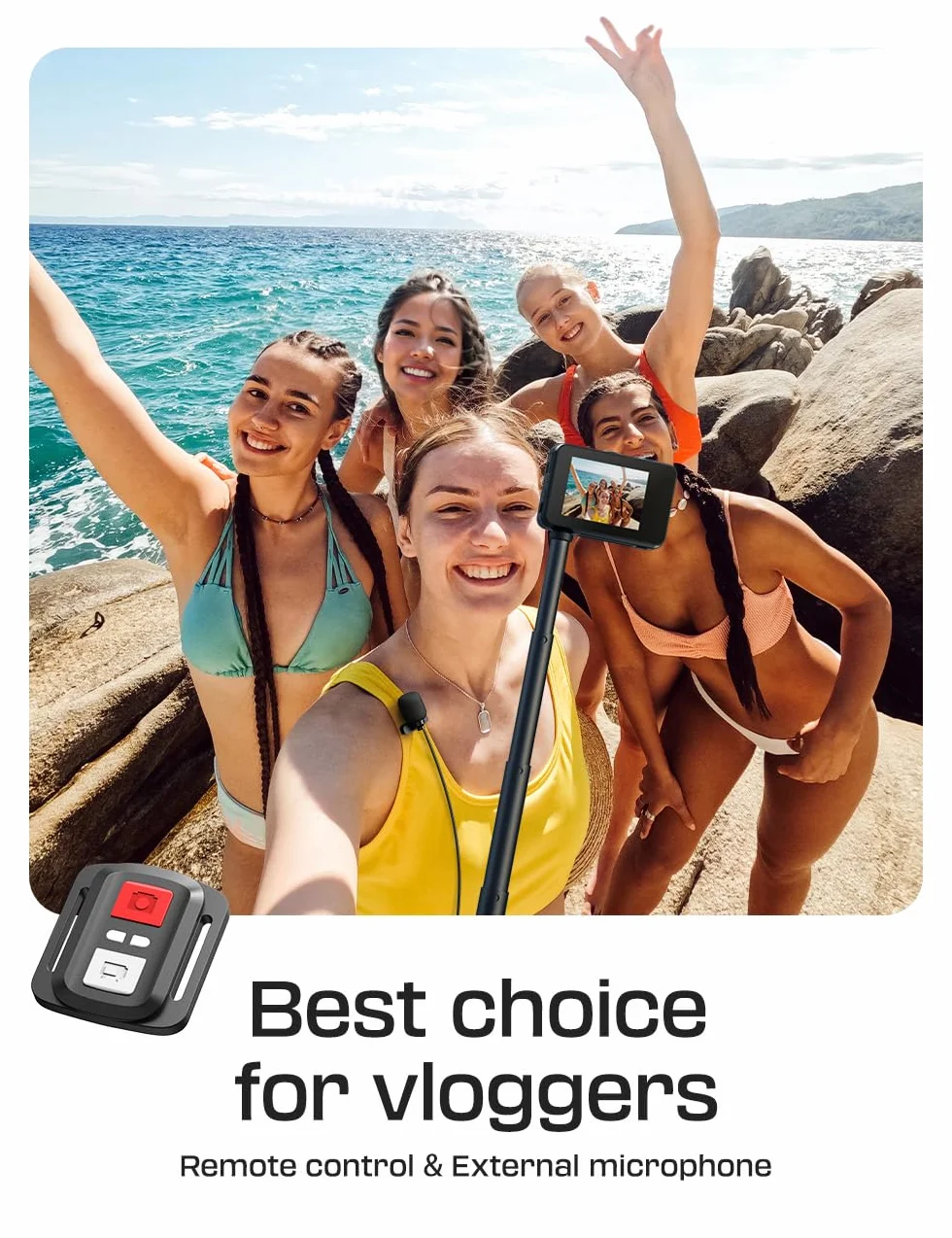 Surfola Action Cam 4K 60FPS, kamera podwodna SF630 40M Bare Metal wodoodporna 10M, WiFi, EIS na kask, kamera z podwójnym ekranem i zewnętrznym mikrofonem, 2 baterie 1350mAh i ładowarka