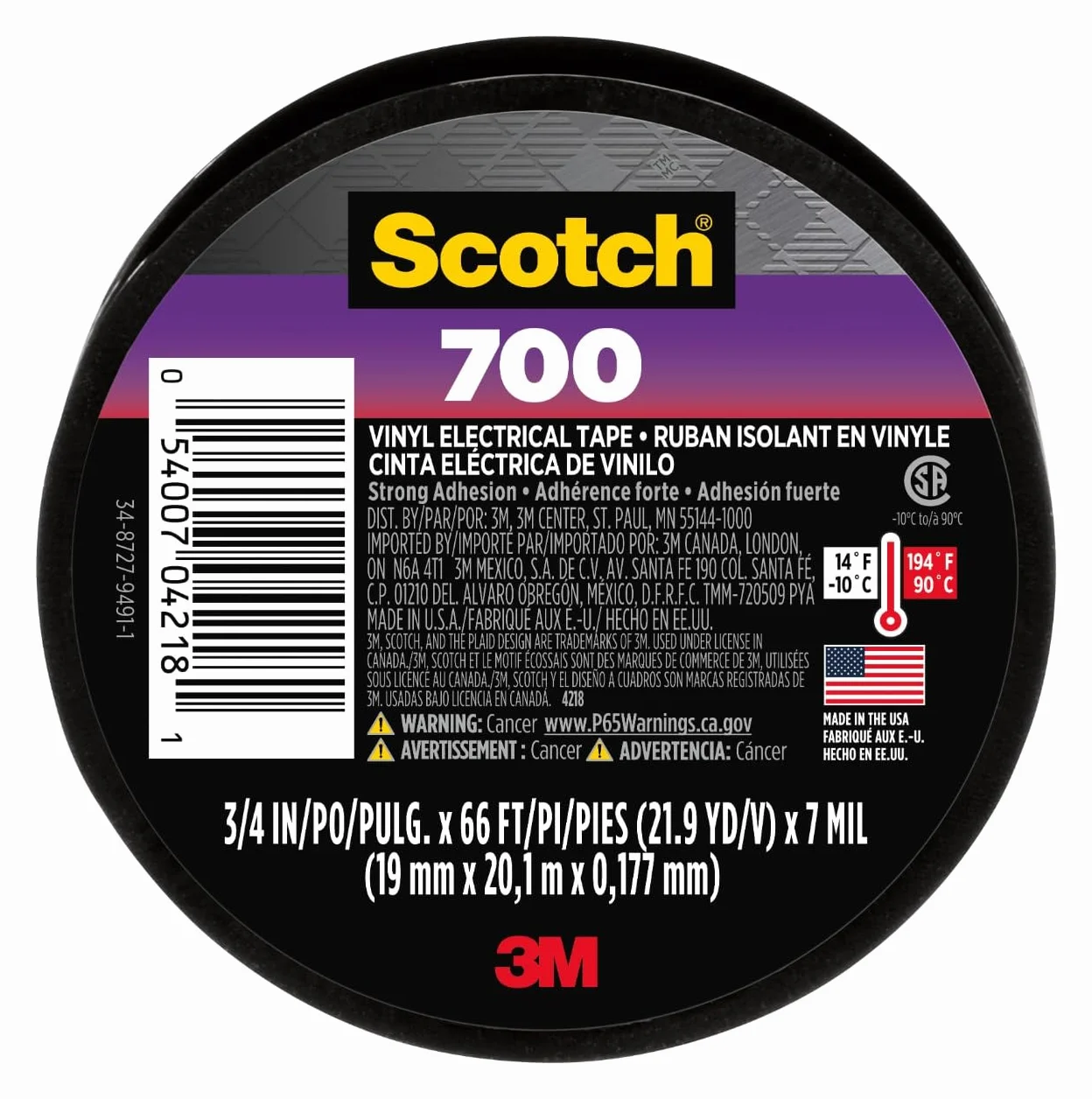 Taśma elektryczna Scotch 700, 700, 3/4 cala x 160 stóp x 007 cala