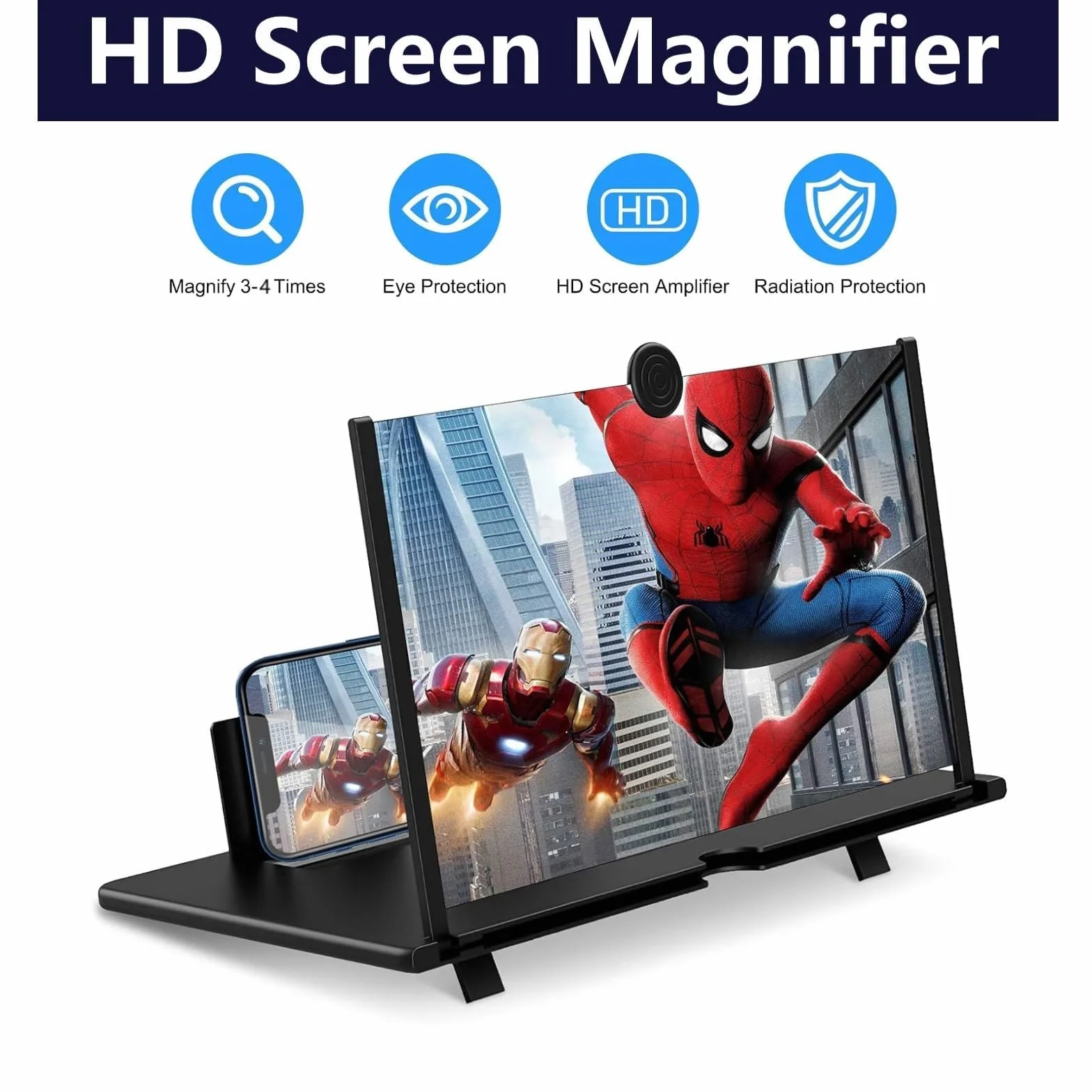 Lupa do ekranu telefonu 3D HD składana przeciw niebieskiemu światłu czarna 16