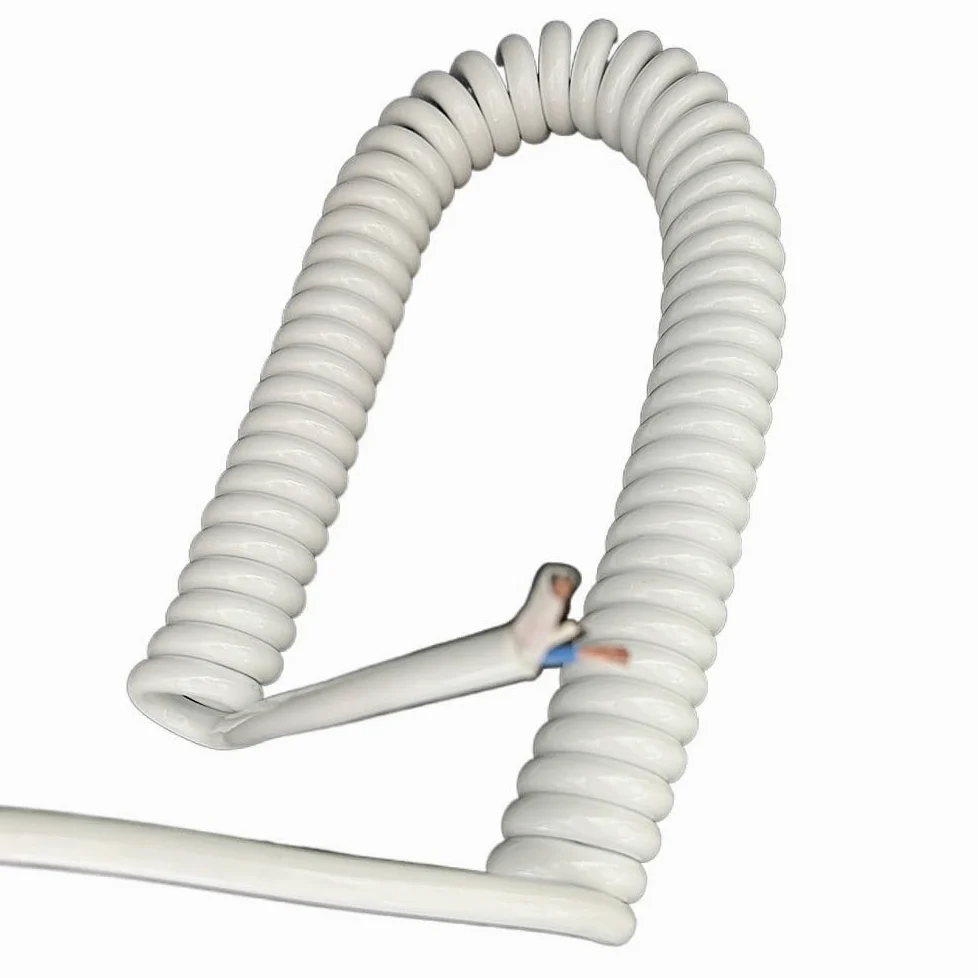 Przewód elektryczny 2-żyłowy, kwadratowy, zwijany kabel zasilający sprężynowy o przekroju 2,5 mm, metra, metrów i 7(White,Stretch 3.75 meter)