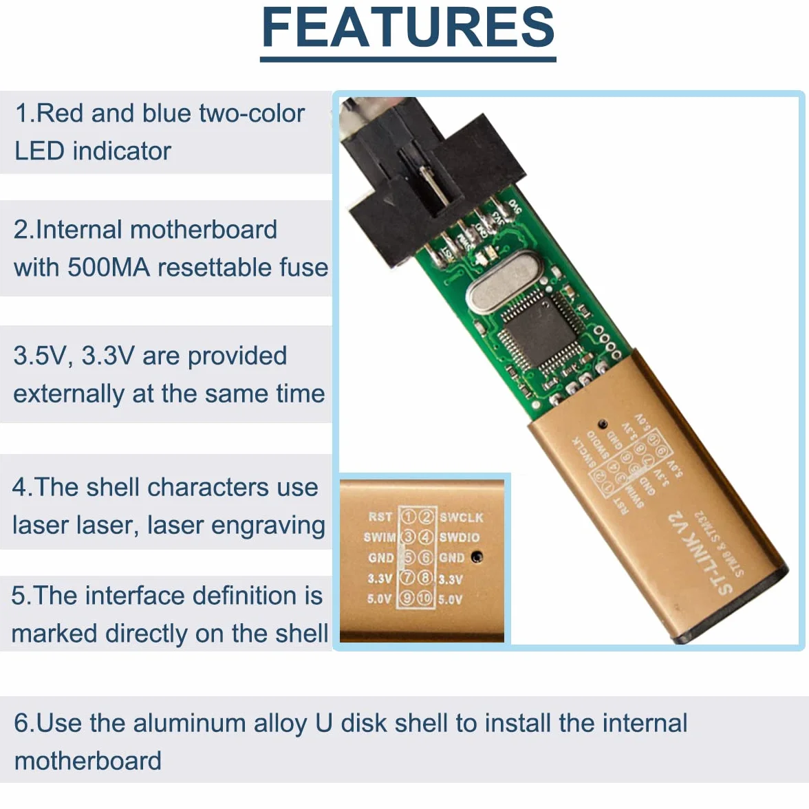 ST-LINK V2 Emulator Programator STM8 STM32 3,3 V 5 V z kablem DuPont