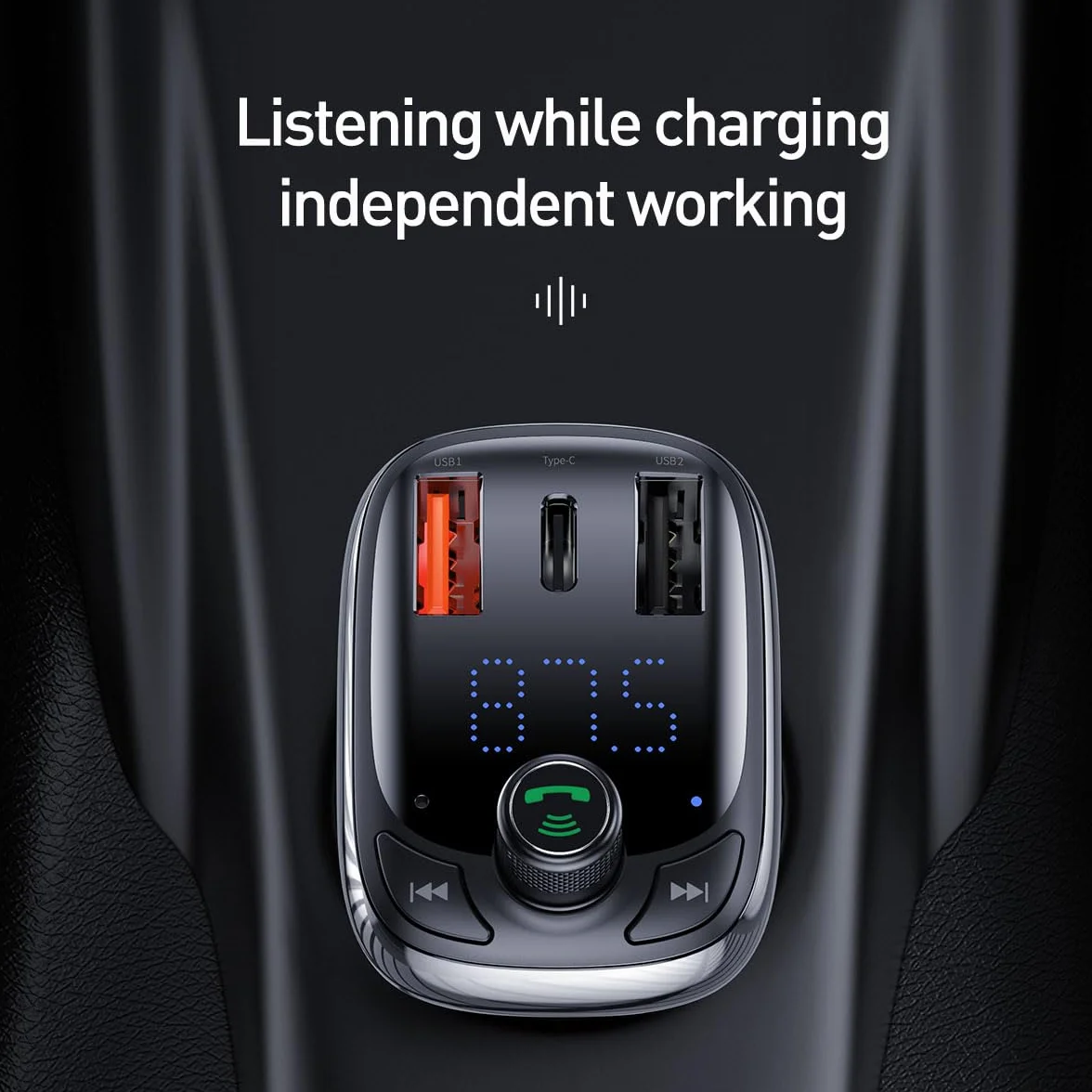 Baseus Car Bluetooth MP3 Player T Shaped S-13 Black OS