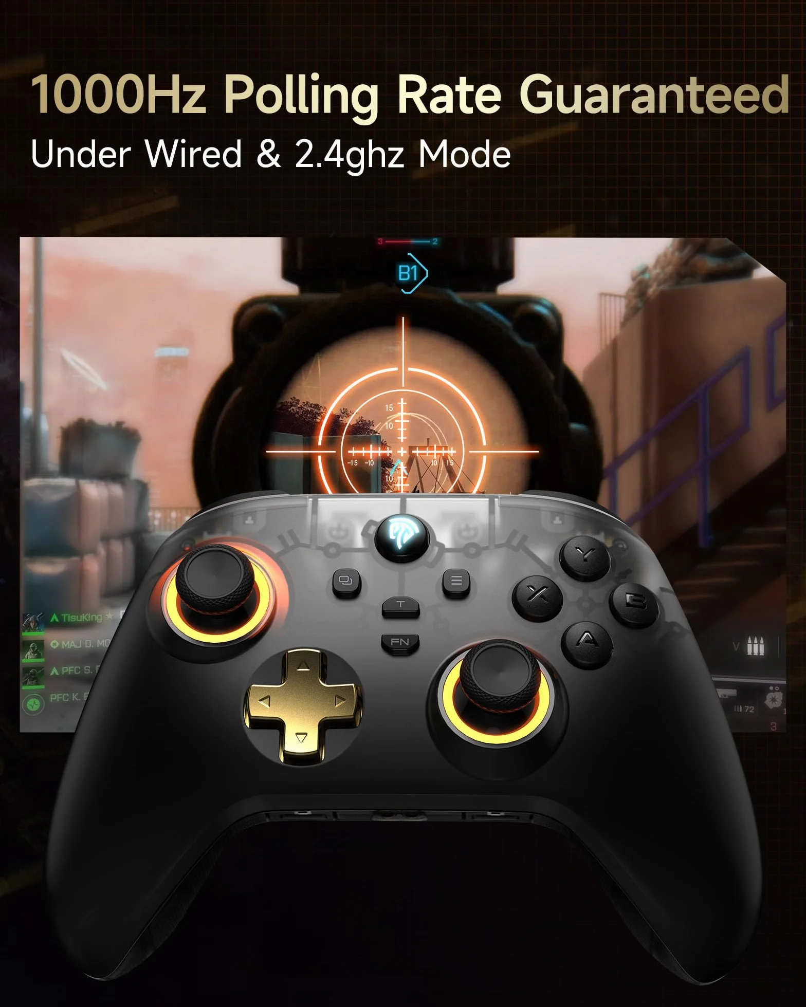 EasySMX Bezprzewodowy kontroler PC D05 z RGB Hall Joystick i stacją ładującą 1000 mAh