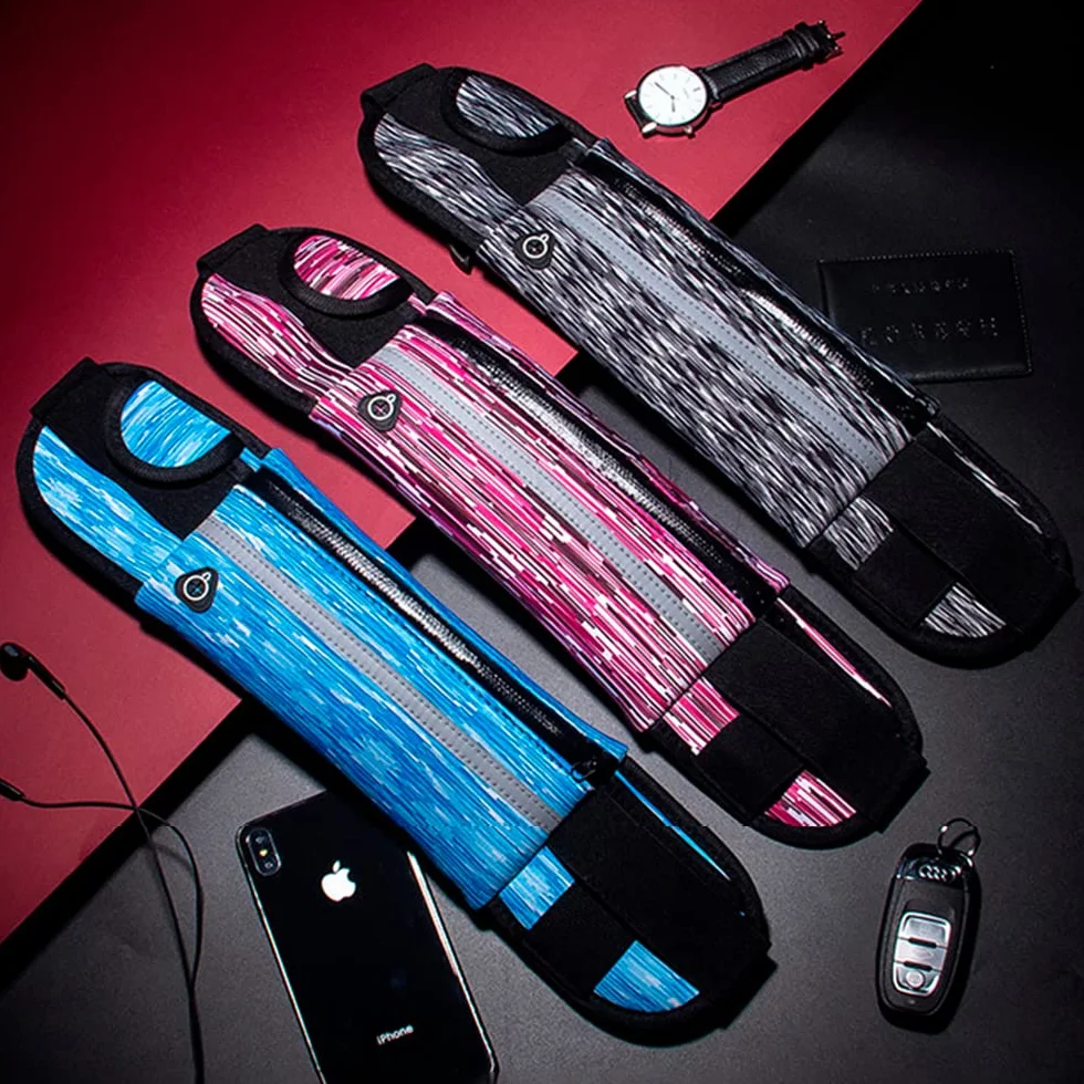Sportowa opaska na ramię Neopren Unisex Wodoodporny z Odblaskowe Paski Regulowany Pasek dla iPhone 12/12Pro/12ProMax/XR/XS/X/8 Samsung S20/10/S9/S8, czarny