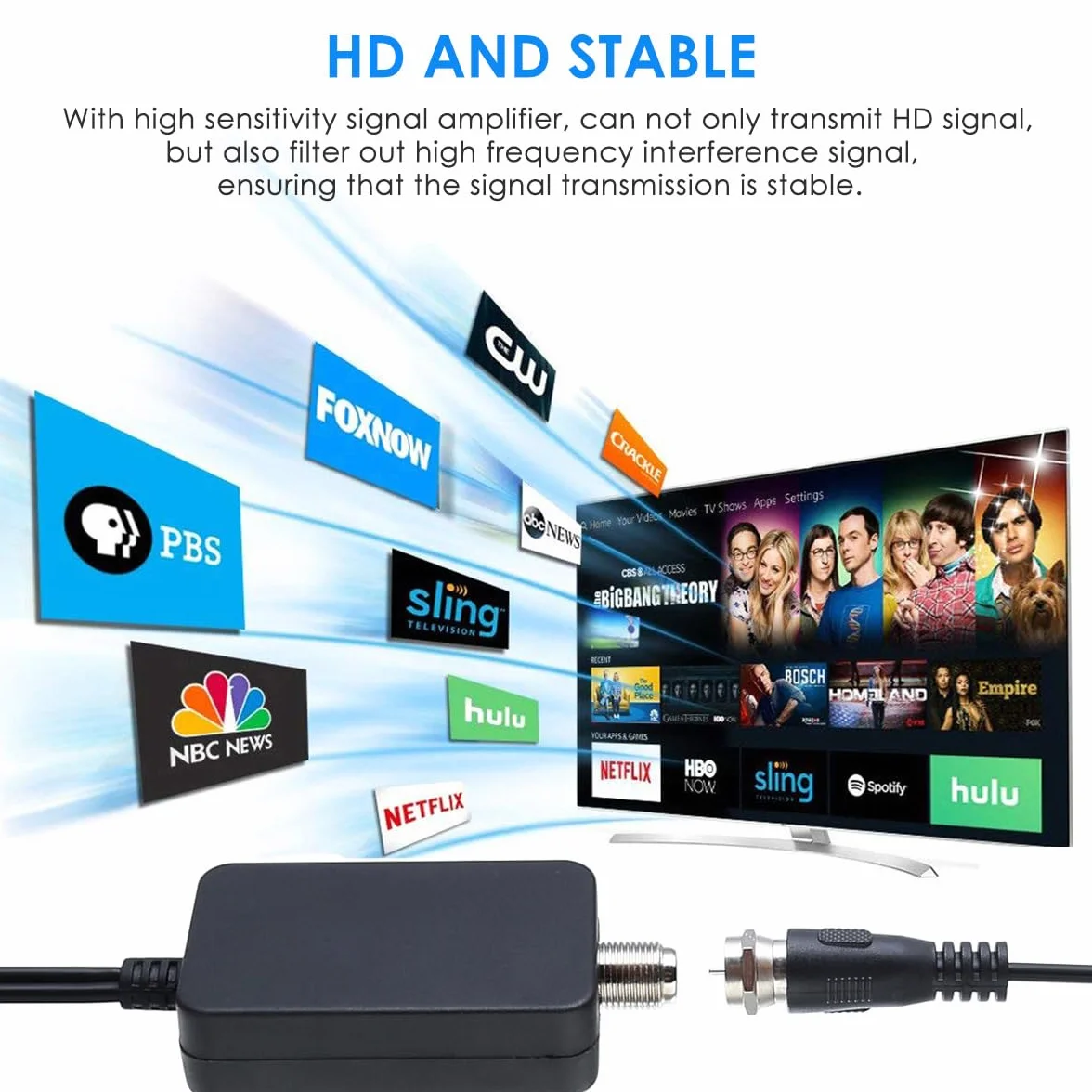Cyfrowa antena telewizyjna HDTV 4K 1080P DVB-T2 VHF UHF 80,5 km 360°