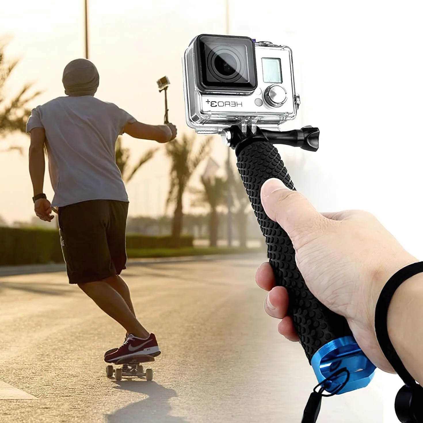Drążek teleskopowy, kijek do selfie do kamer Action Cams 19 cali, drążek przedłużający, kompatybilny z GoPro Hero 12/11/10/9/8/7, DJI Osmo Action, Insta360, SJCAM, Xiaomi, wytrzymały statyw monopod do
