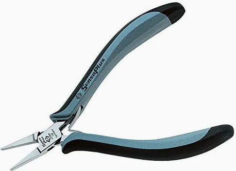 Szczypce płaski nosek 120 mm gładki, długość całkowita 135 mm, płaski nos, wykończenie krawędzi/profil 22 mm, typ uchwytu termoplastyczny, długość szczęk 22 mm, płaski nosek szczęk, długość 135 mm