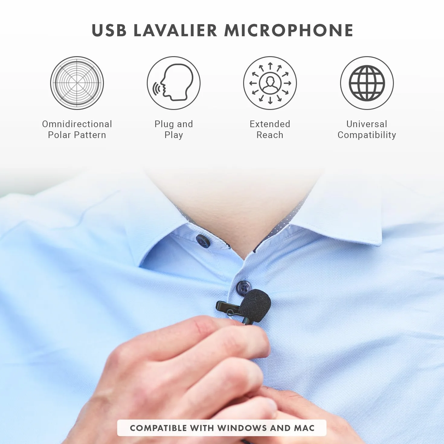 Movo Lavalier USB Mikrofon do Komputera 6m