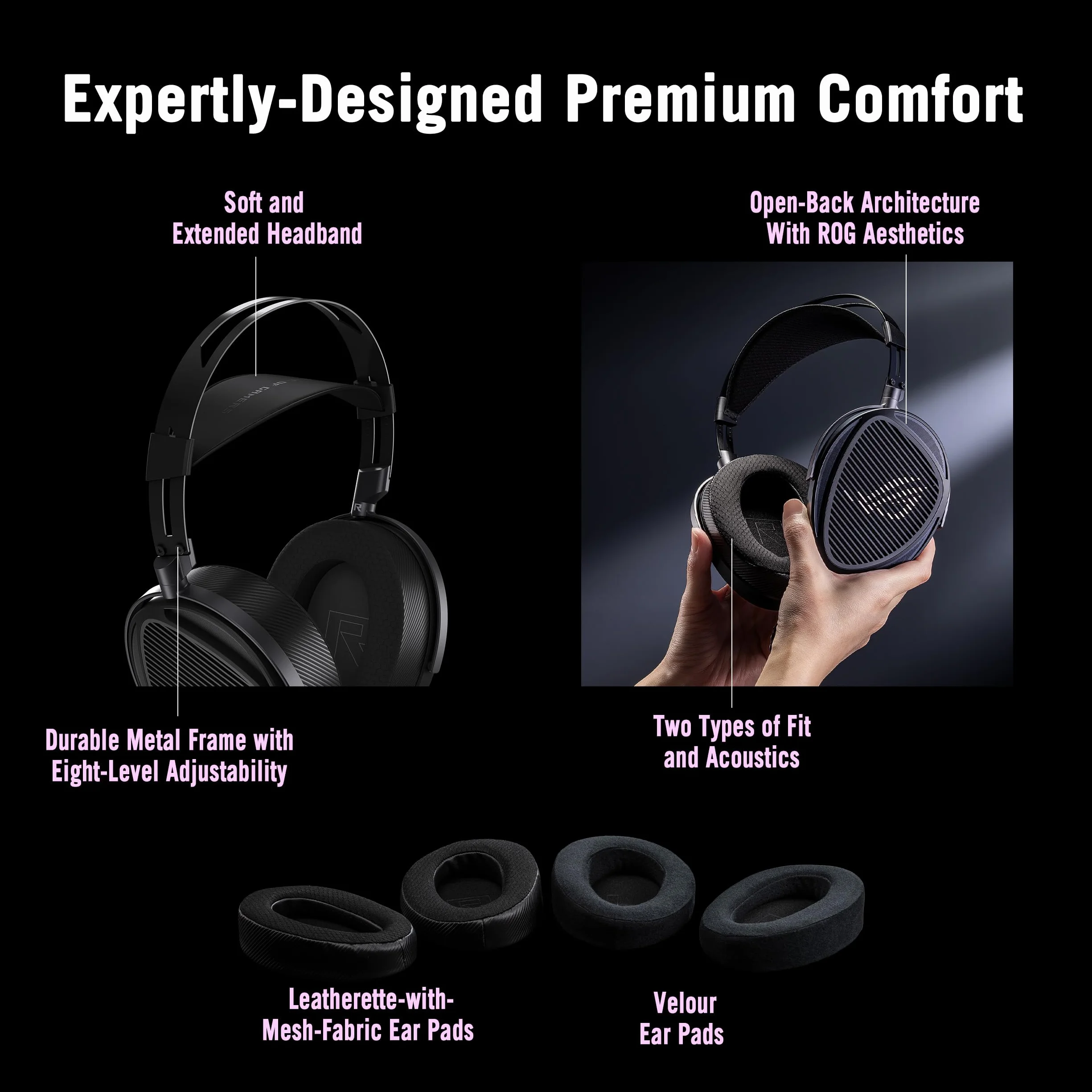 ASUS ROG Kithara zestaw słuchawkowy gamingowy 100 mm przetworniki magnetyczne HIFIMAN mikrofon MMS-Boom 3,5 mm 4,4 mm 6,3 mm
