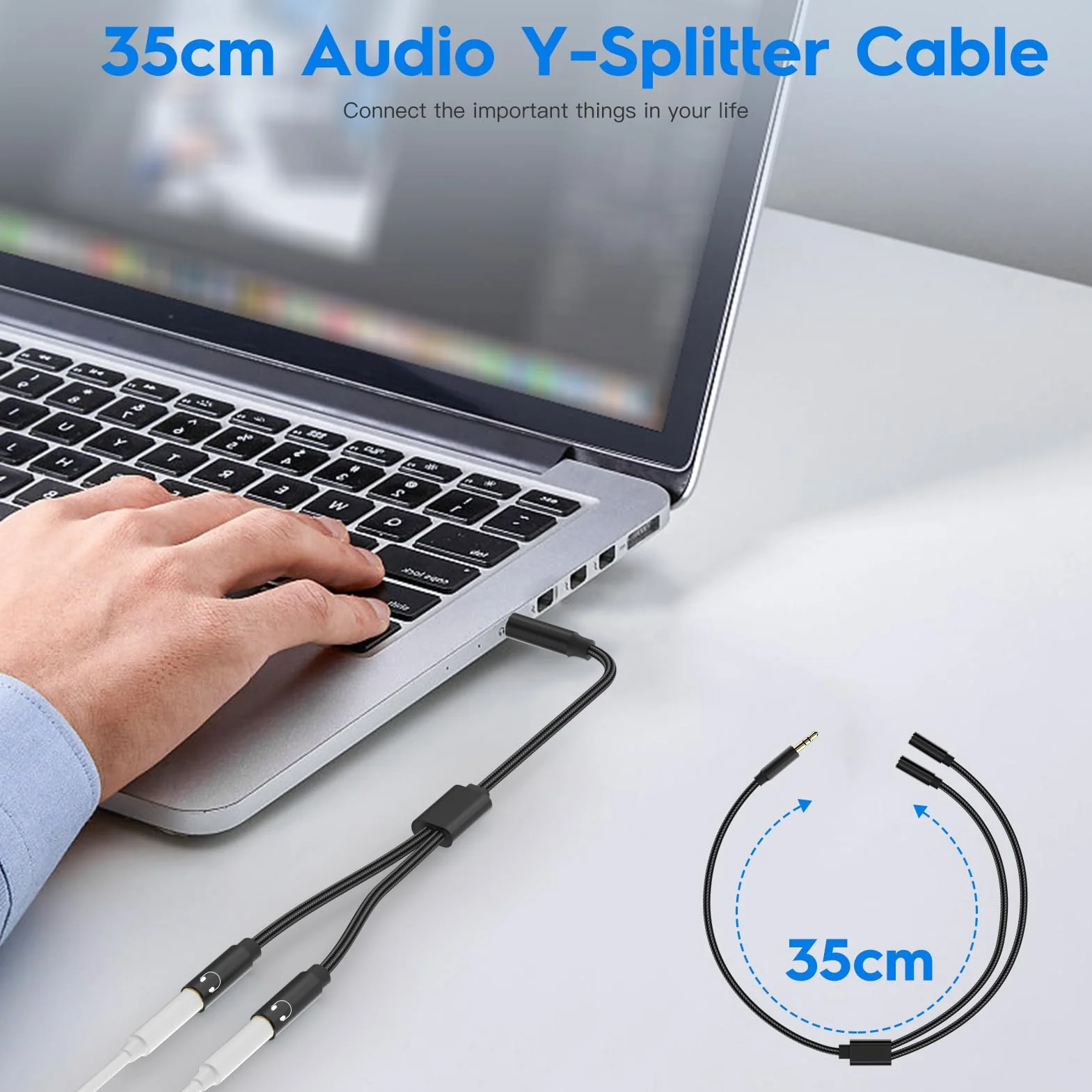 Rozdzielacz audio Aux kabel słuchawkowy 3,5 mm stereo jack adapter kompatybilny ze słuchawkami tabletami komputerami radiem