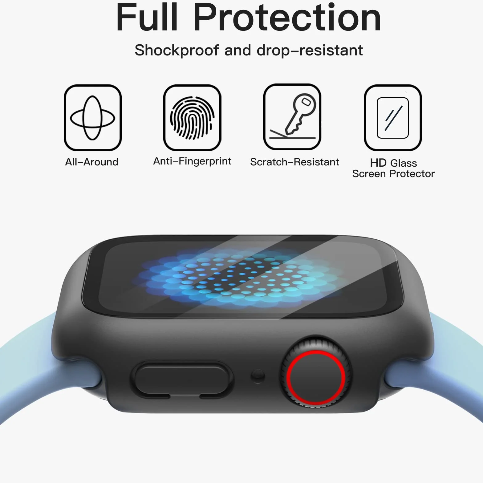JETech Etui Ochronne z Folii Hartowanej do Apple Watch SE 3/2/1 (2025/2022/2020) / Series 6 5 4 44mm, 2 Sztuki, Czarny