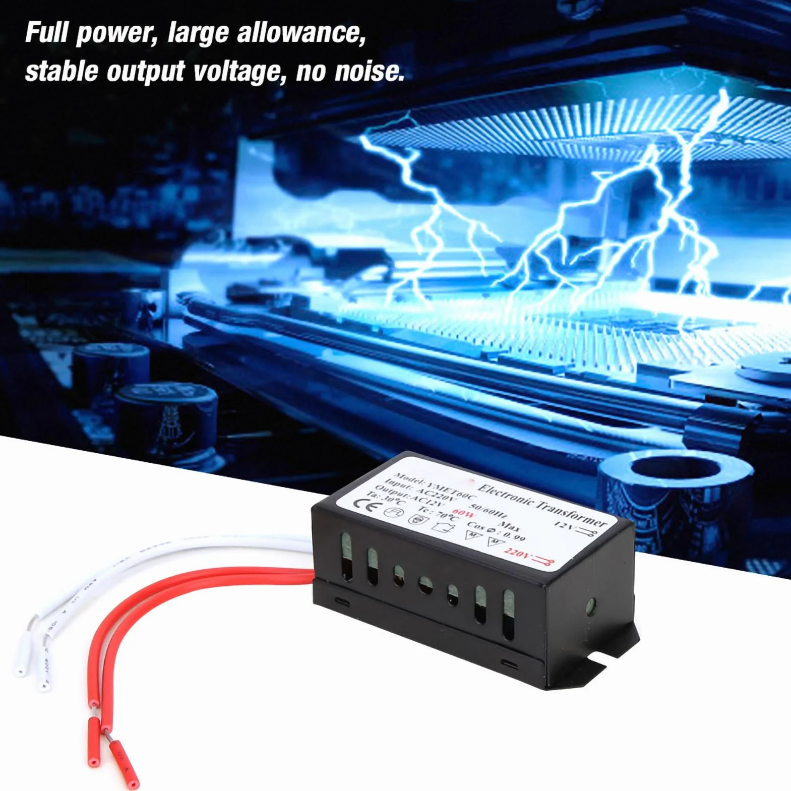 Hyuduo 220V bis 12V Elektronischer Transformator Spannungswandler Smart Power Supply Driver LED Power Supply Driver(60W)