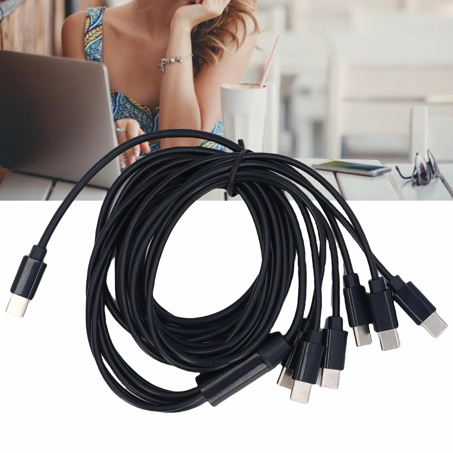 Topiky Kabel USB C Splitter 6 w 1 do USB C, Szybki Rozdzielacz z Miedzianym Rdzeniem 6.6FT