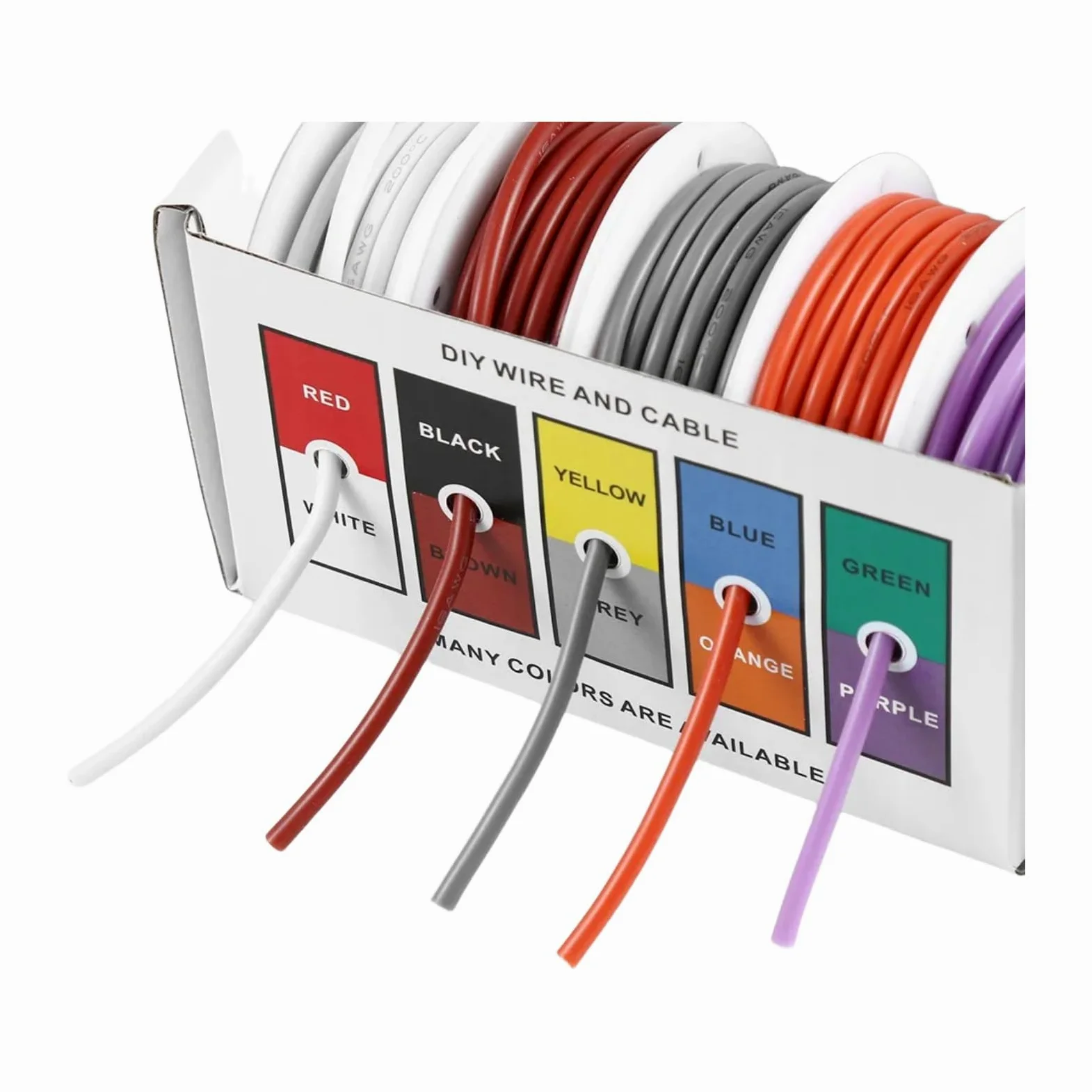 wąż silikonowy i kabel 5 kolorów mieszanych 1 puszka tinned pure copper(2; 250 m; 30 AWG)