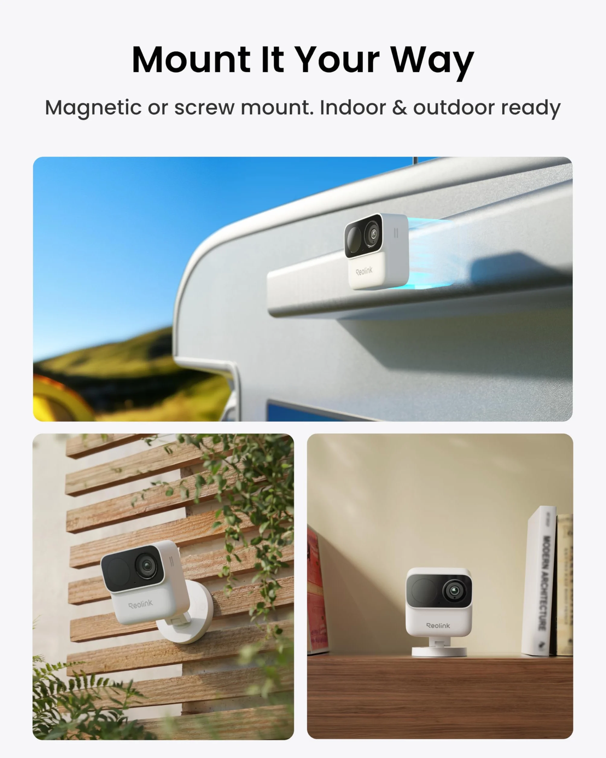 Reolink Argus MagiCam z zestawem Home Hub Mini, zewnętrzna kamera bateryjna 2 MP/1080p, wodoodporność IP67, dwa sposoby zasilania, montaż magnetyczny, zdalny dostęp, inteligentne odtwarzanie