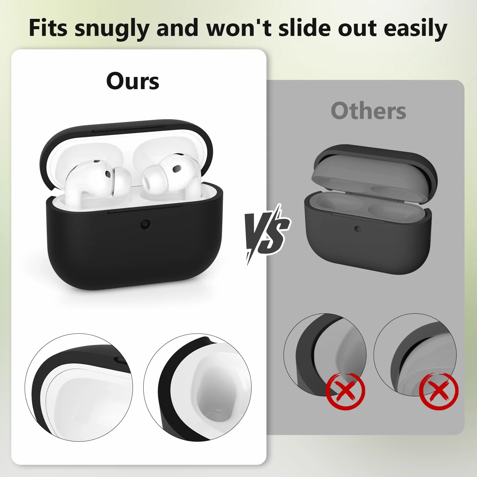 Etui silikonowe do AirPods Pro 3, odporne na wstrząsy, upadki i zarysowania, czarne