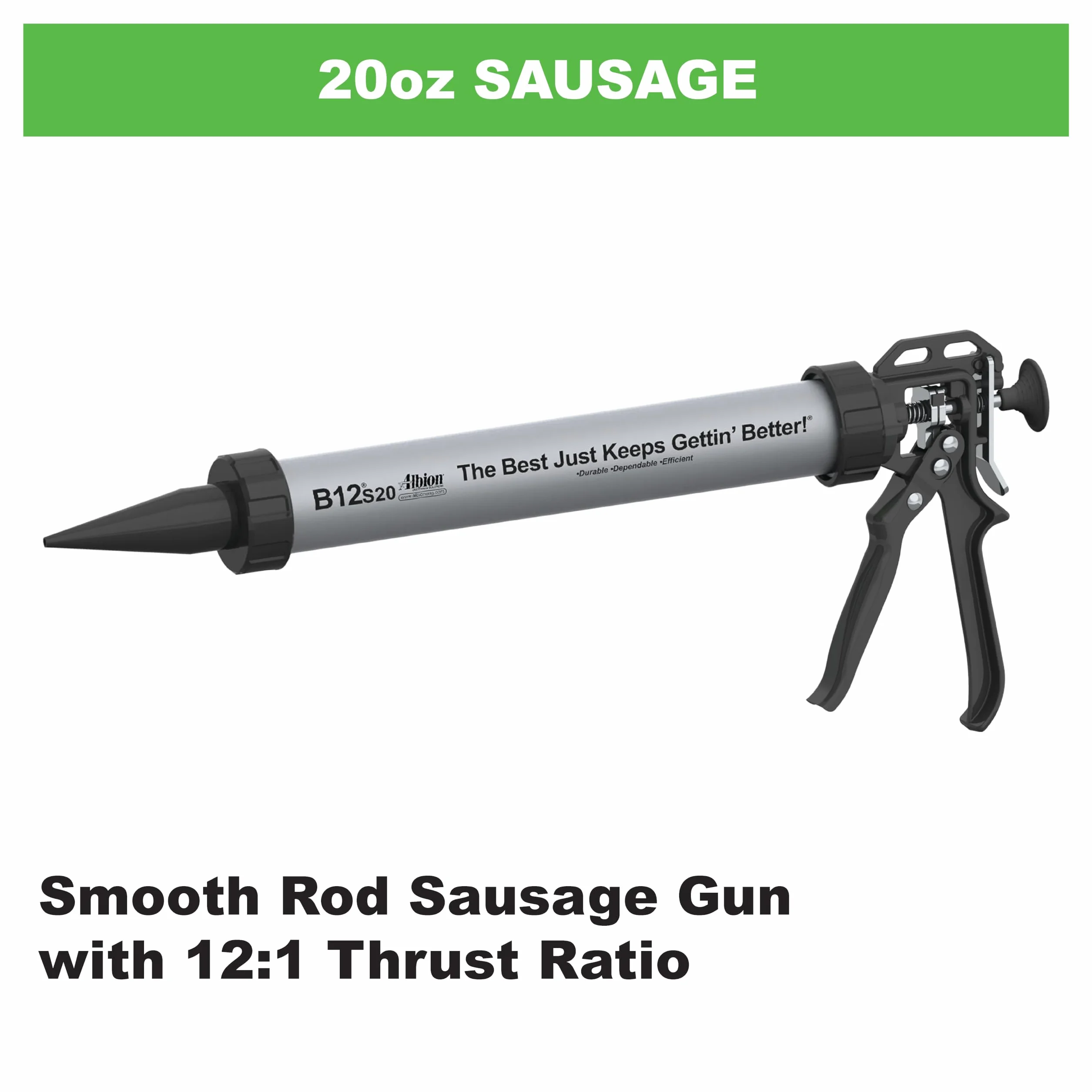 Albion Engineering B12S20 B-Line ręczna kiełbasa pistolet, 50 ml, 30 cm napęd