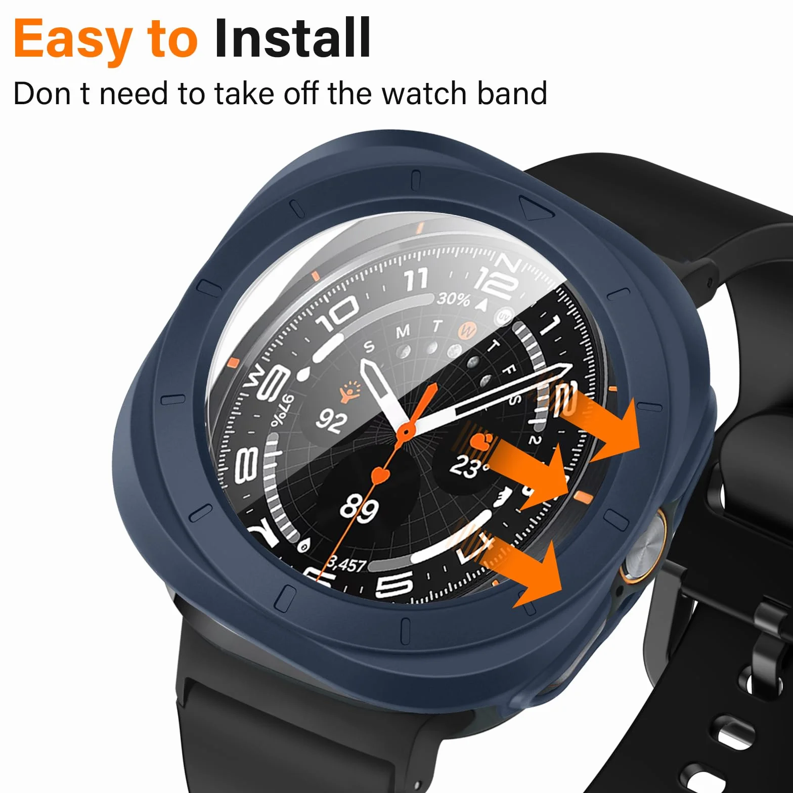 Amizee Etui kompatybilne z Samsung Galaxy Watch Ultra (2025/2024) 47 mm, szkło hartowane, cienka, odporna na zarysowania osłona ekranu do Galaxy Watch (niebieskie/przezroczysta)
