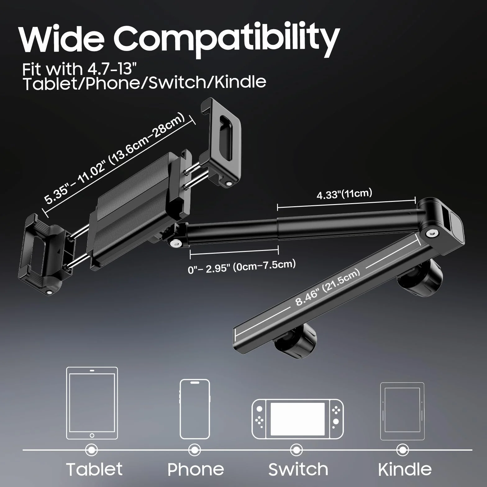 FINTIE Samochodowy uchwyt na tablet, uniwersalny uchwyt na tablet – [obracany o 360°] wysuwany uchwyt na zagłówek samochodowy uchwyt do iPad Air/Pro/Mini, Samsung Tab, smartfonów, Kindle, Switch