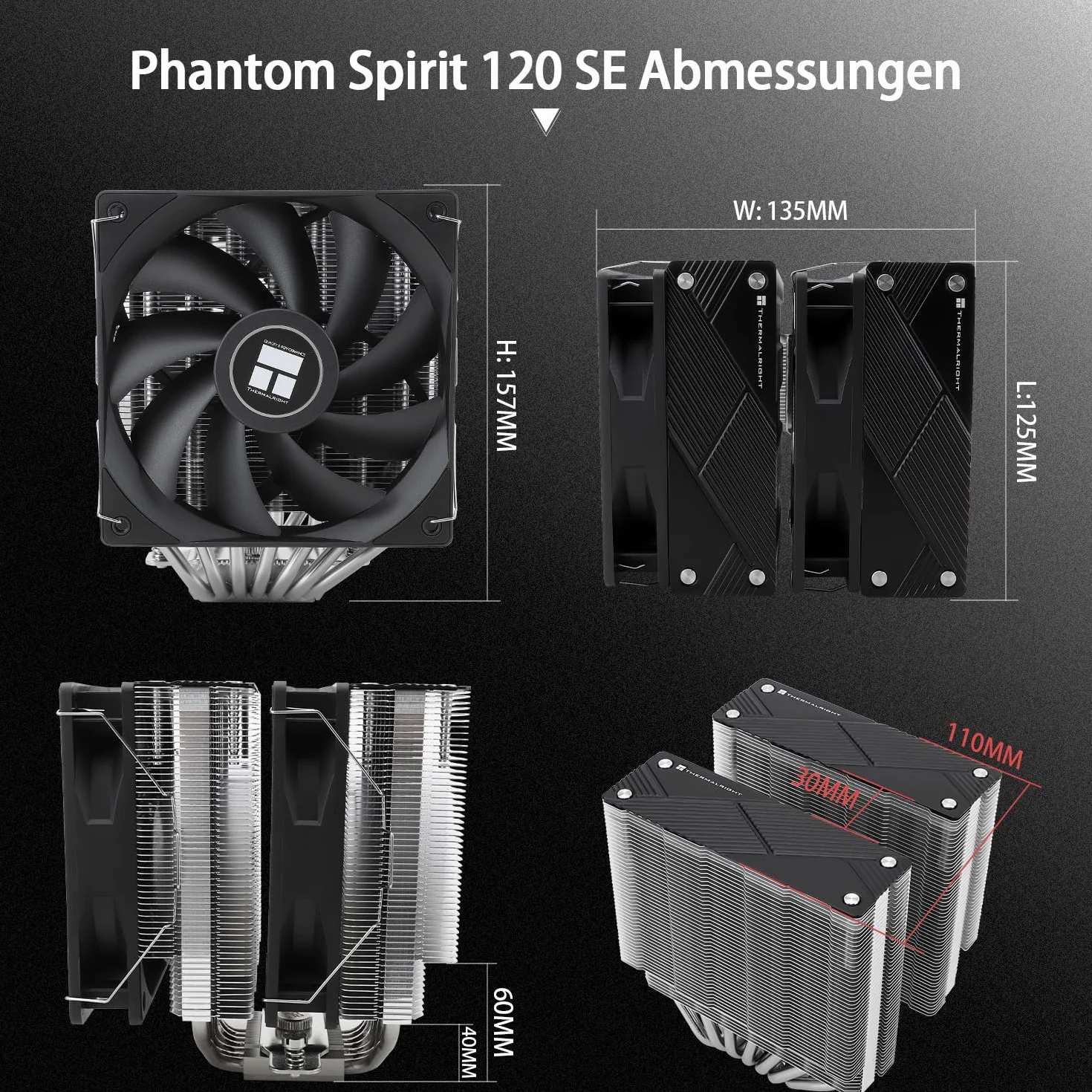 THERMALRIGHT Phantom Spirit 120 Chłodzenie CPU, 7 Heatpipes, Dwa Wentylator TL-C12B V2 PWM, 1500 RPM, Dla AMD AM4 AM5/Intel 1700/1150/1151/1200/2011
