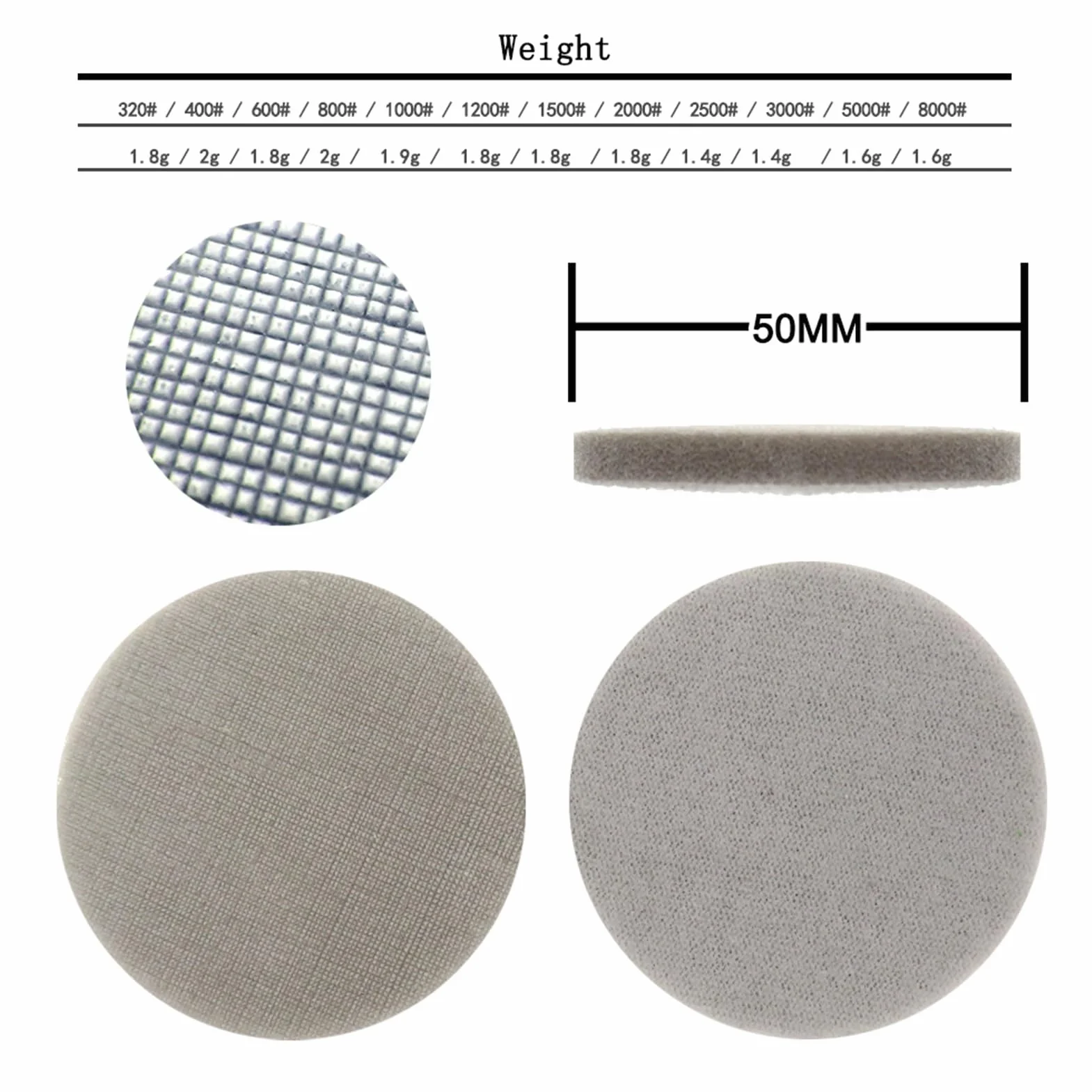 2-calowe gąbkowe tarcze ścierne – papier ścierny z rzepem do polerowania na mokro i sucho (ziarnistość 320–8000) – do samochodów, drewna, metalu(10 Pcs 2000 Grit)