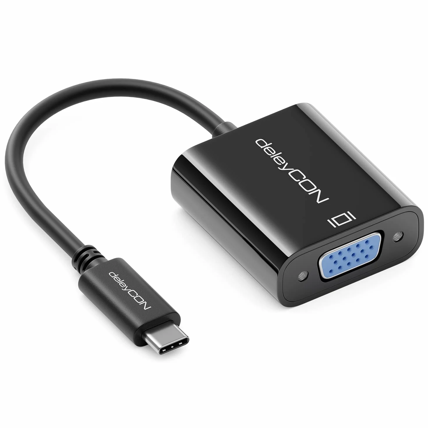 deleyCON Konwerter USB C na VGA 1200p Dual WUXGA Męski Żeński Czarny