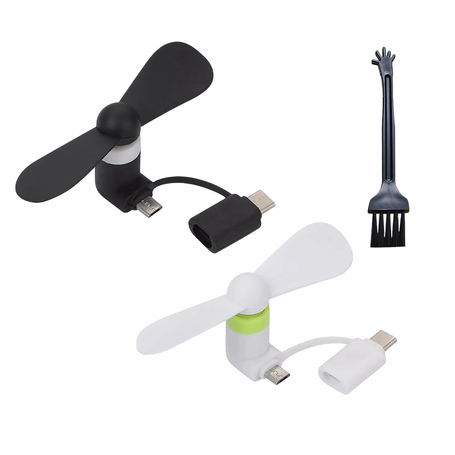 SEMINISMAR Mini wentylator do telefonu USB cichy 2 w 1 czarno-biały