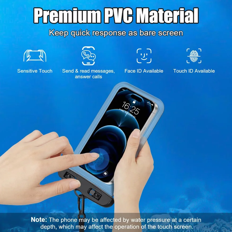 2 sztuk Wodoszczelne etui na telefon komórkowy,Wodoszczelna torba na brzuch,IPX8 Wodoodporna torba na smartfona telefon iPhone 16 15 14 13 12 Pro XS do 7,2"