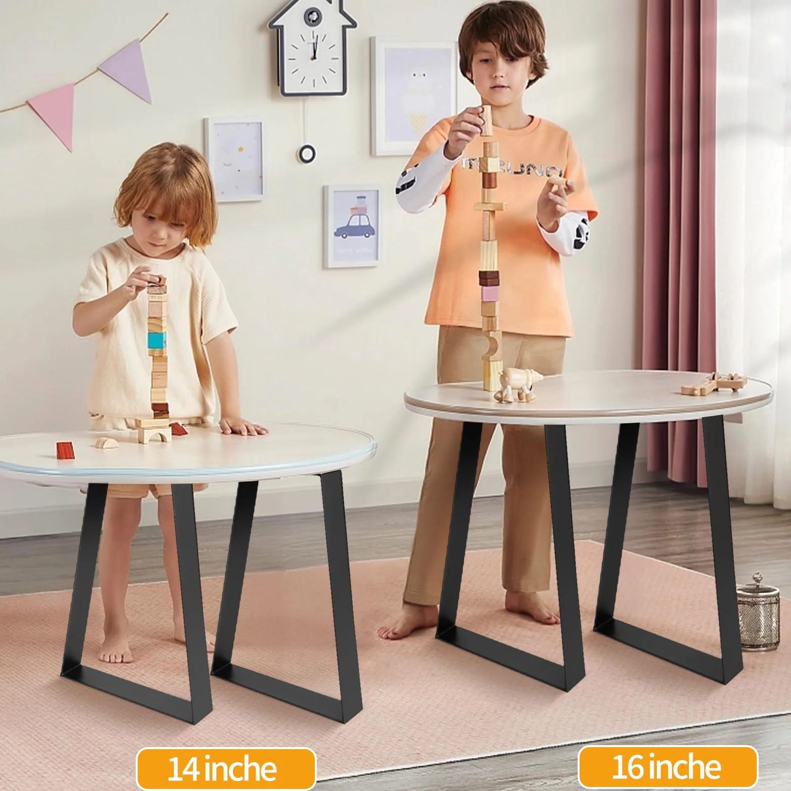 DBREAKS 35 cm trapezowe nogi stołowe, czarne trapezowe nogi stołowe, metalowe nóżki meblowe, rama stołu, prowadnice stołu ze śrubami, prowadnice meblowe do samodzielnego wykonania stolika kawowego