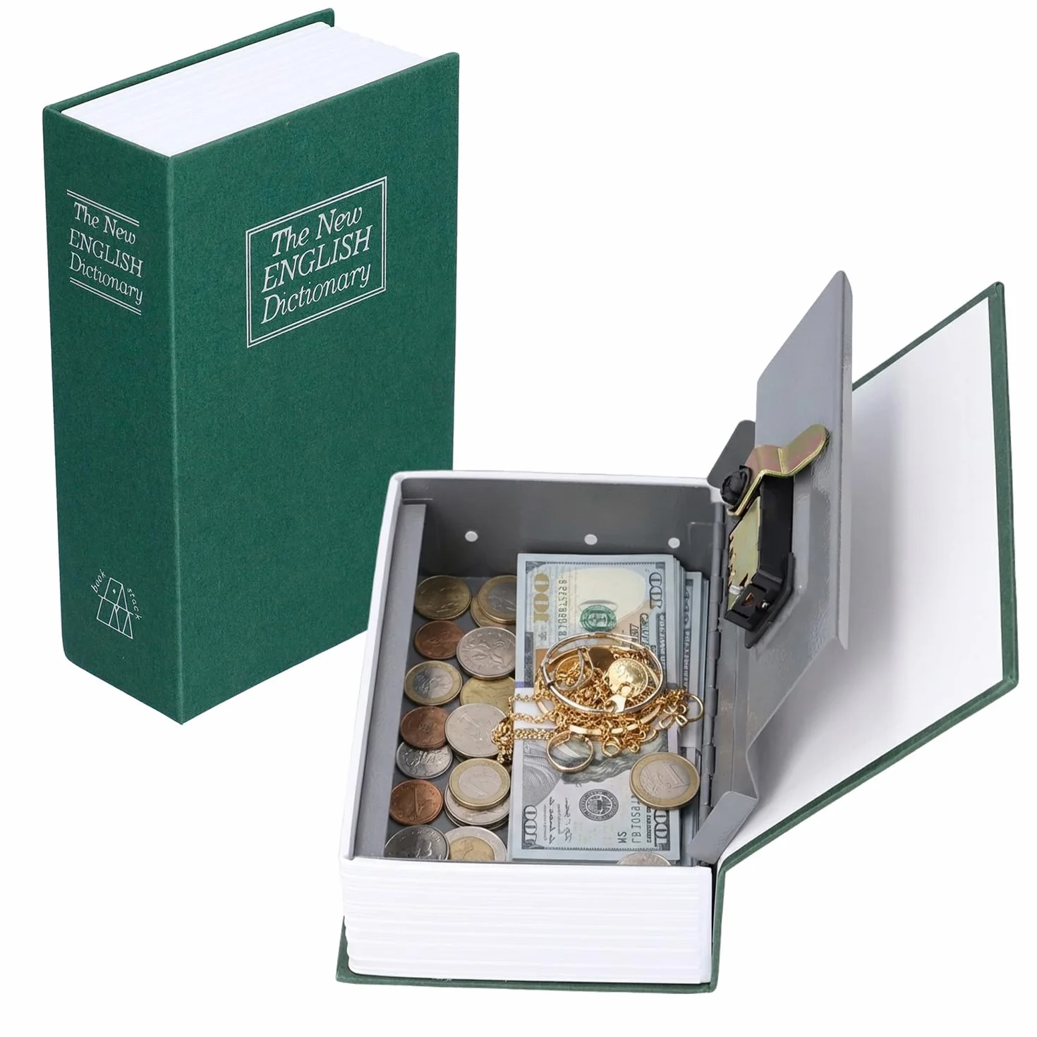 Tissting Sejf na książki z zamkiem szyfrowym 18 x 12 x 5,5 cm - dyskretne pudełko do przechowywania kosztowności, elegancka dekoracja do biura lub biblioteki