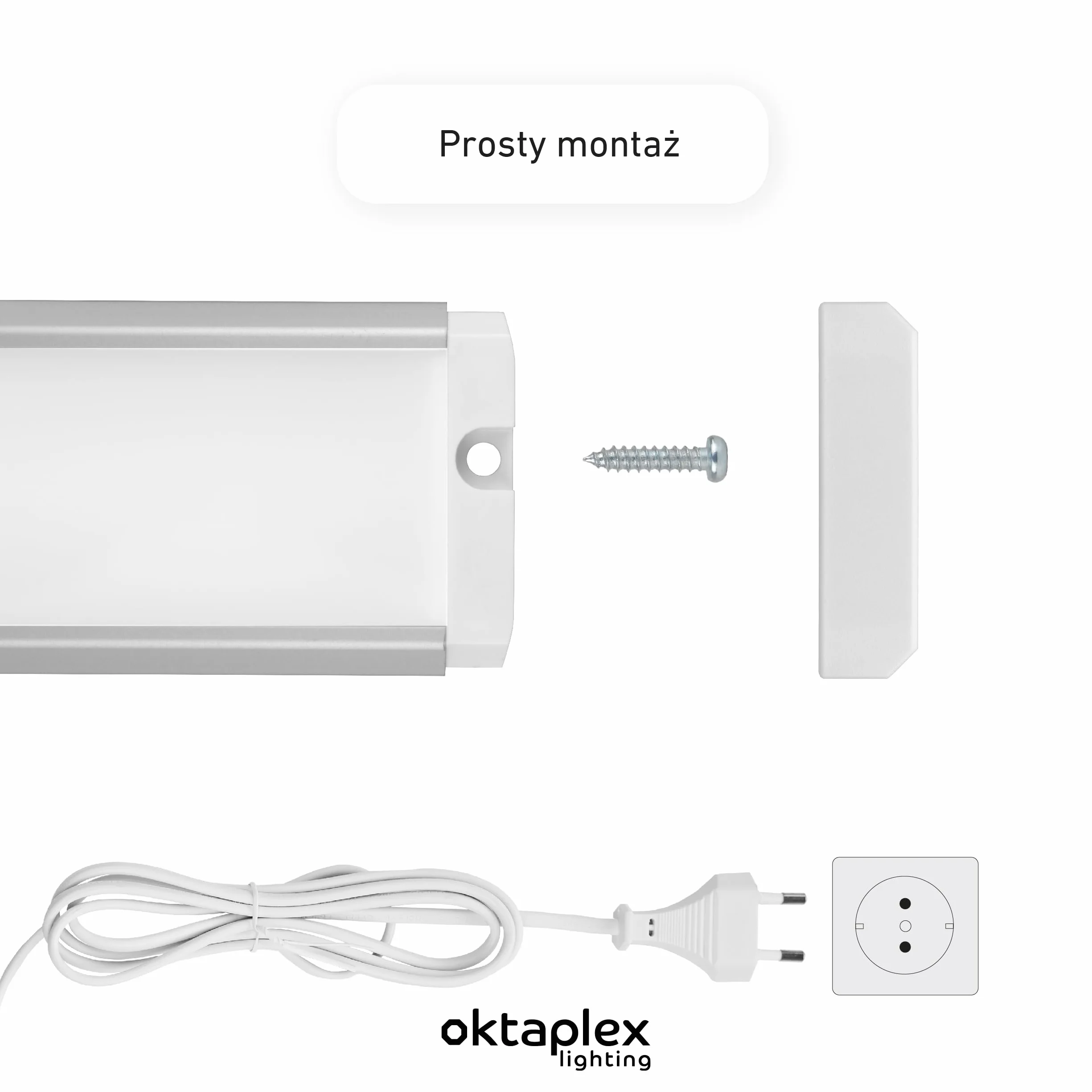 Oktaplex listwa oświetleniowa pod szafkę, srebrna, 90 x 4,8 x 1,5 cm, kuchnia