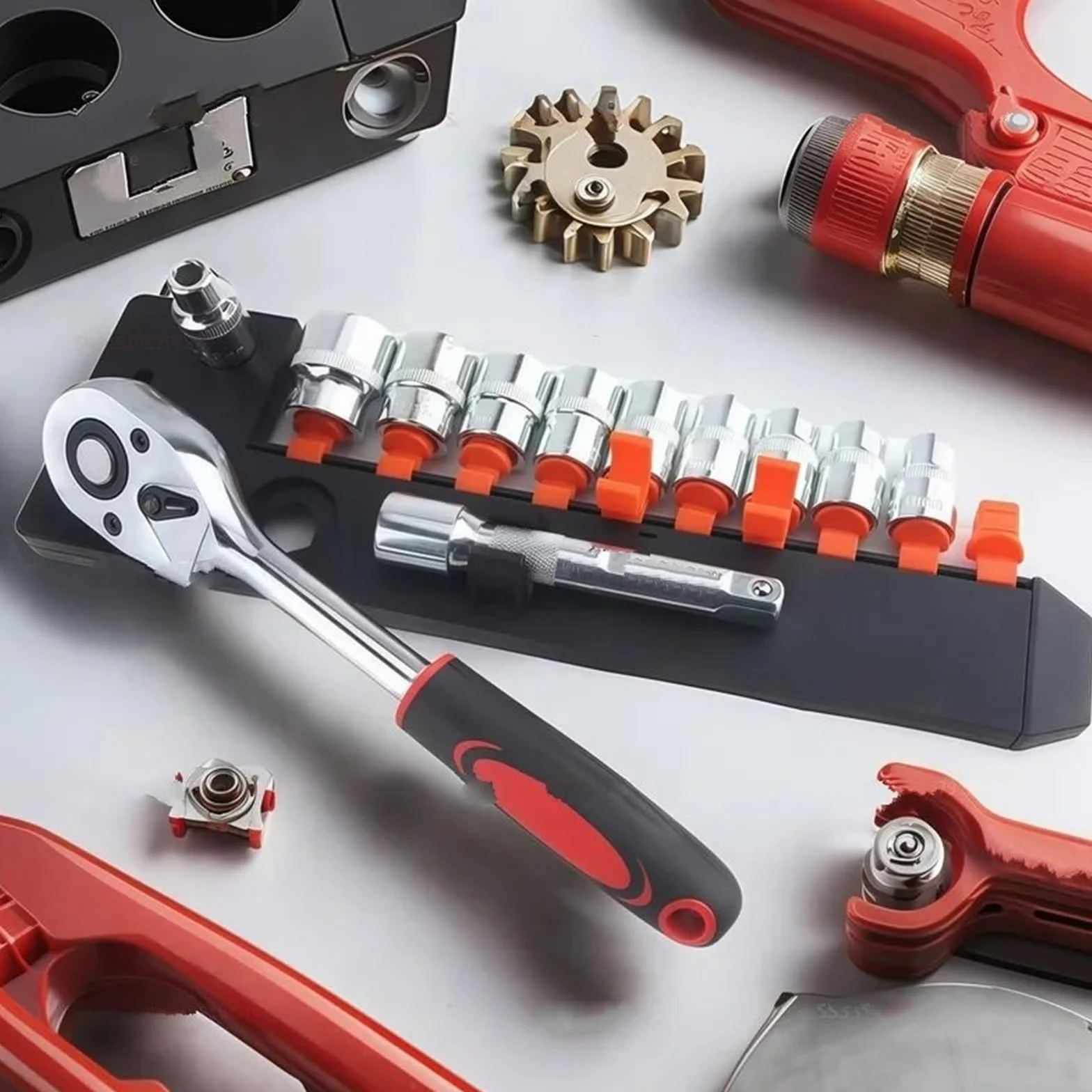 Autotrimgereedschap Zestaw 12 narzędzi samochodowych nasadowych, klucz grzechotkowy 1/4" z grzechotką, narzędzia konserwacyjne, sześciokątne(1-2inch 12pc set)